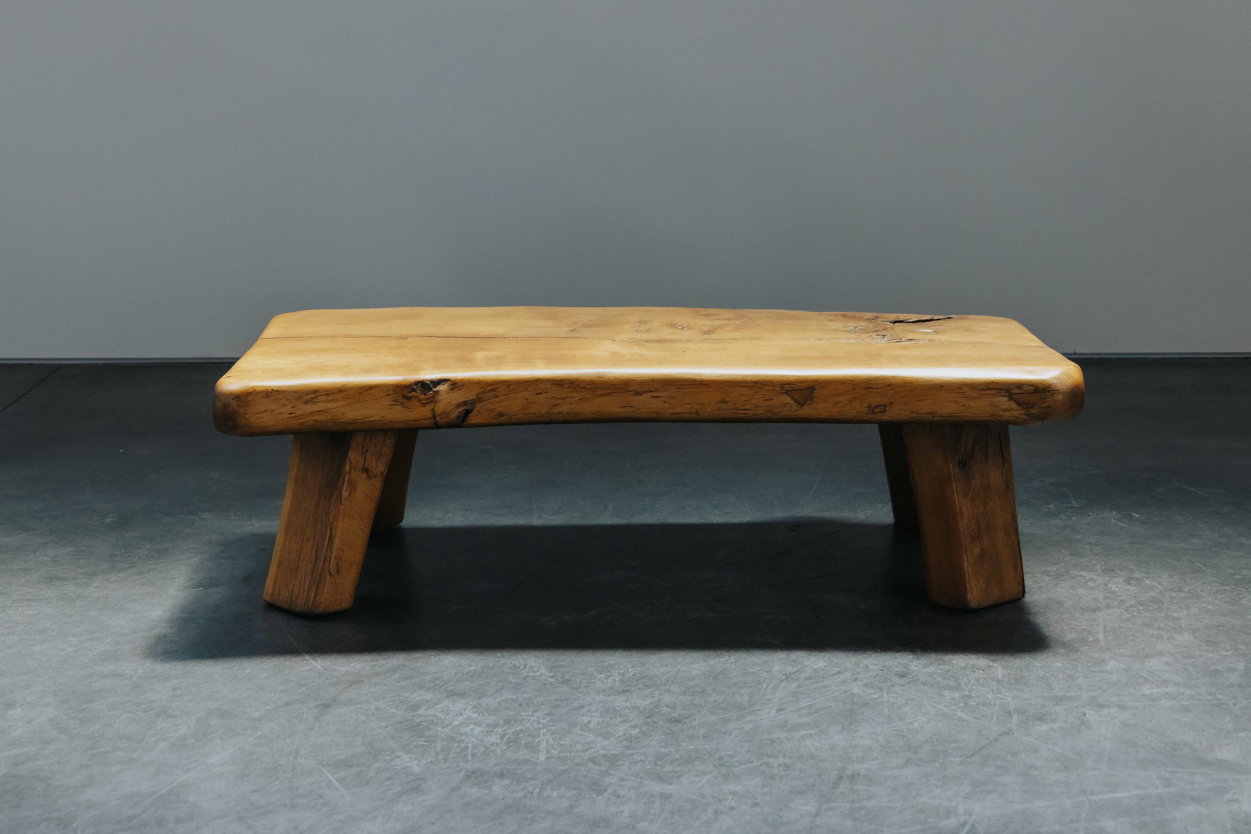 European Vintage Live Edge Coffee Table From France, Circa 1960 For Sale