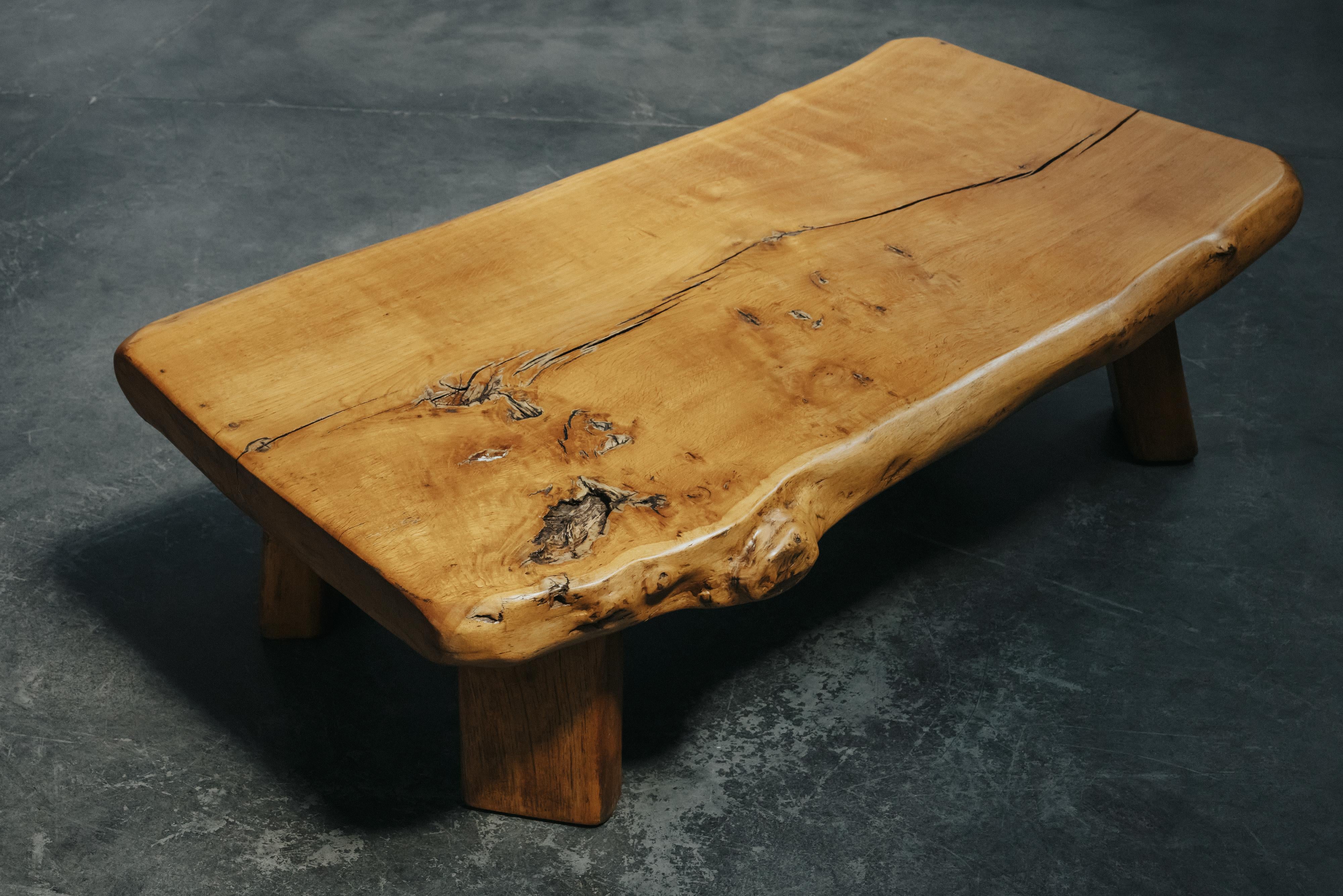 Vintage Live Edge Coffee Table From France, Circa 1960 In Good Condition For Sale In Nashville, TN