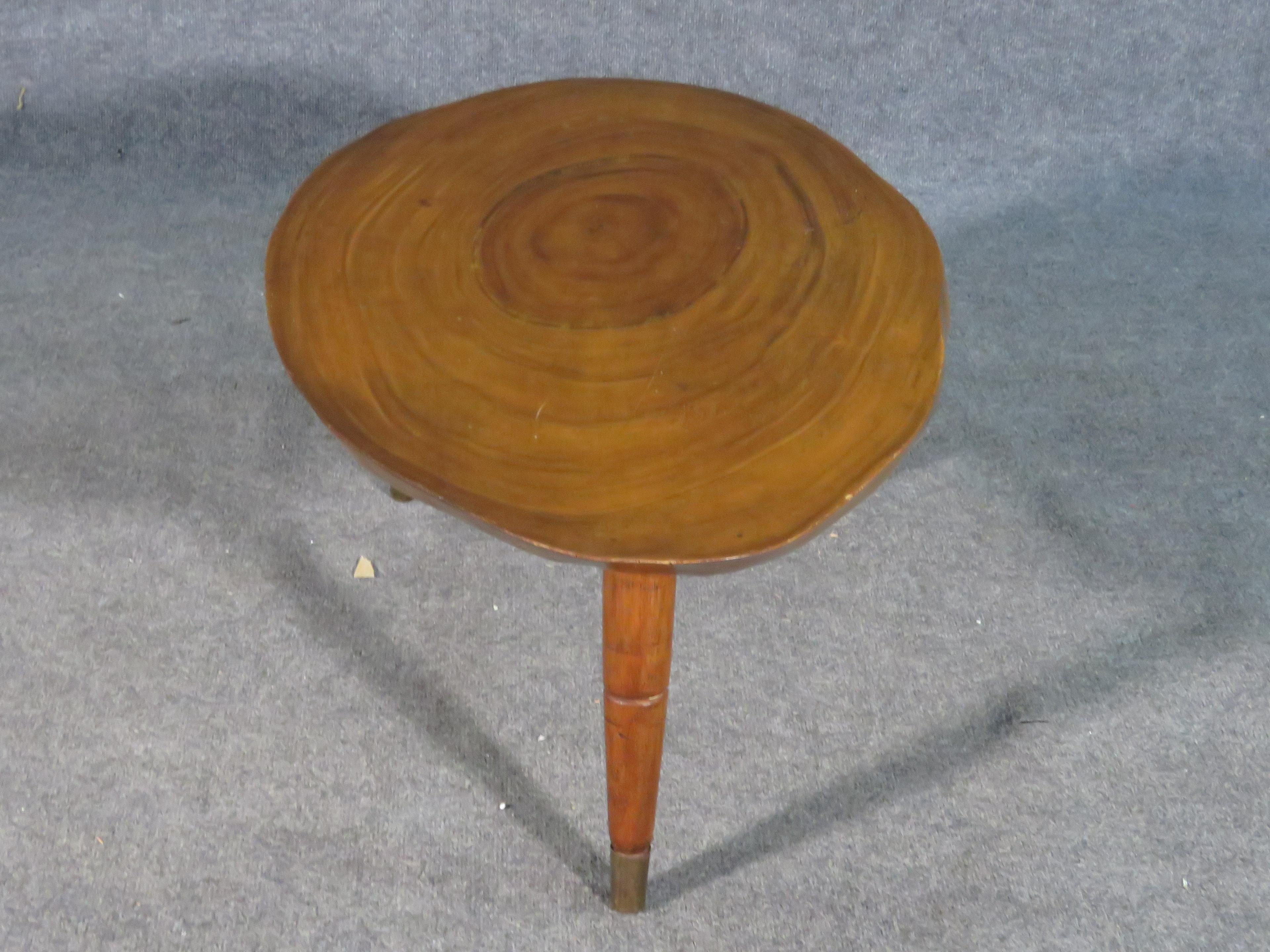 Mid-Century Modern Vintage Live Edge End Table by Faircraft Manila Studio For Sale