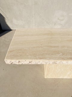 Vintage Live Edge Italian Travertine Console Table