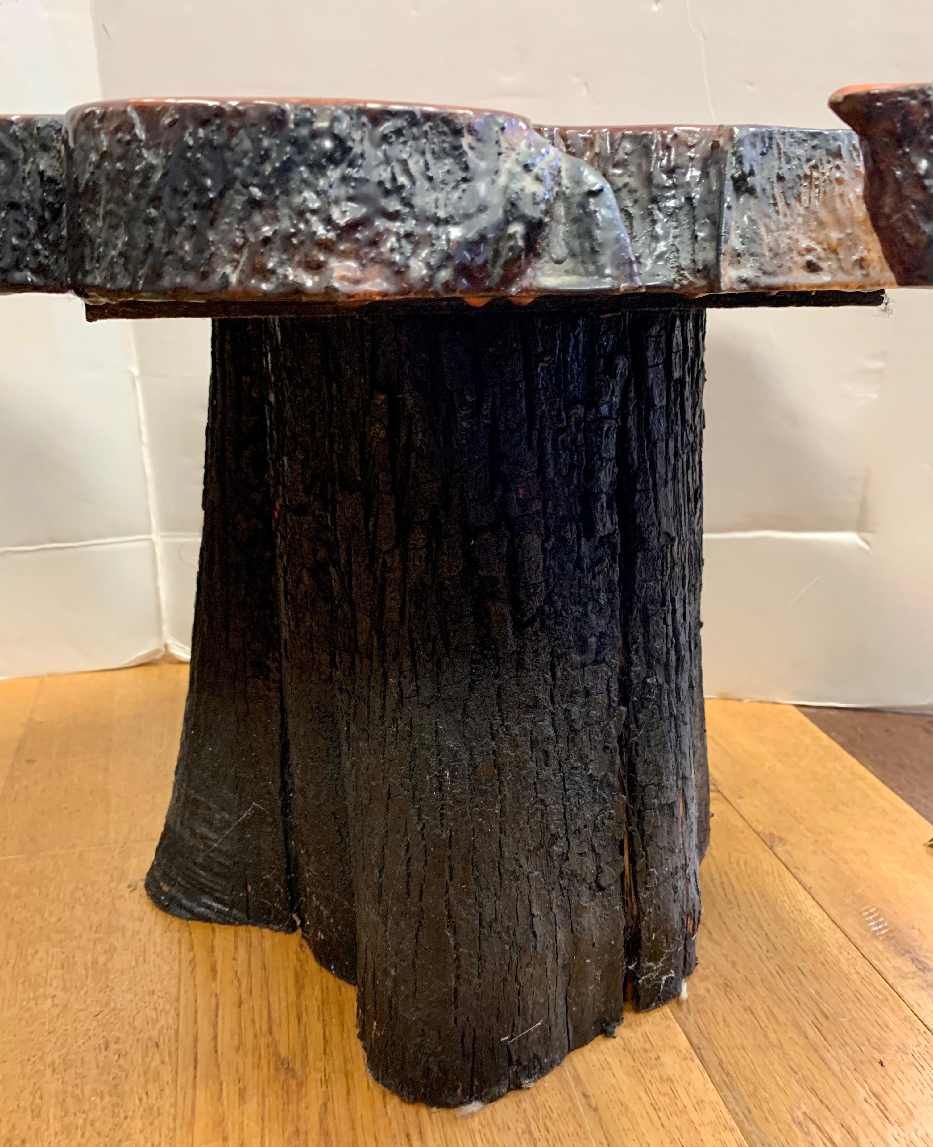 Vintage Live Edge Organic Tree Slab End Tables, Pair In Good Condition In West Hartford, CT