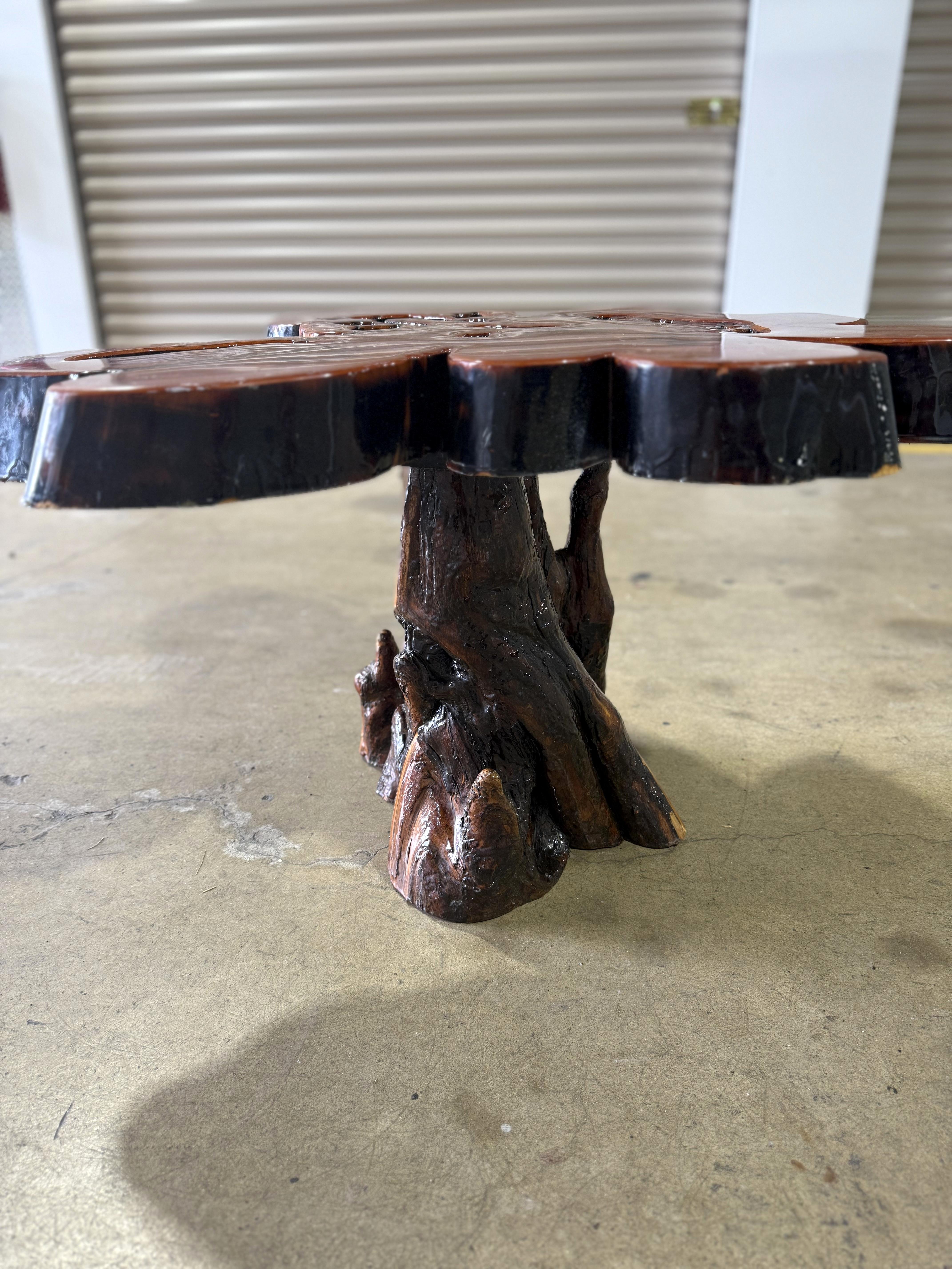 Wood Vintage Live Edge Redwood Burl Coffee or End Table For Sale