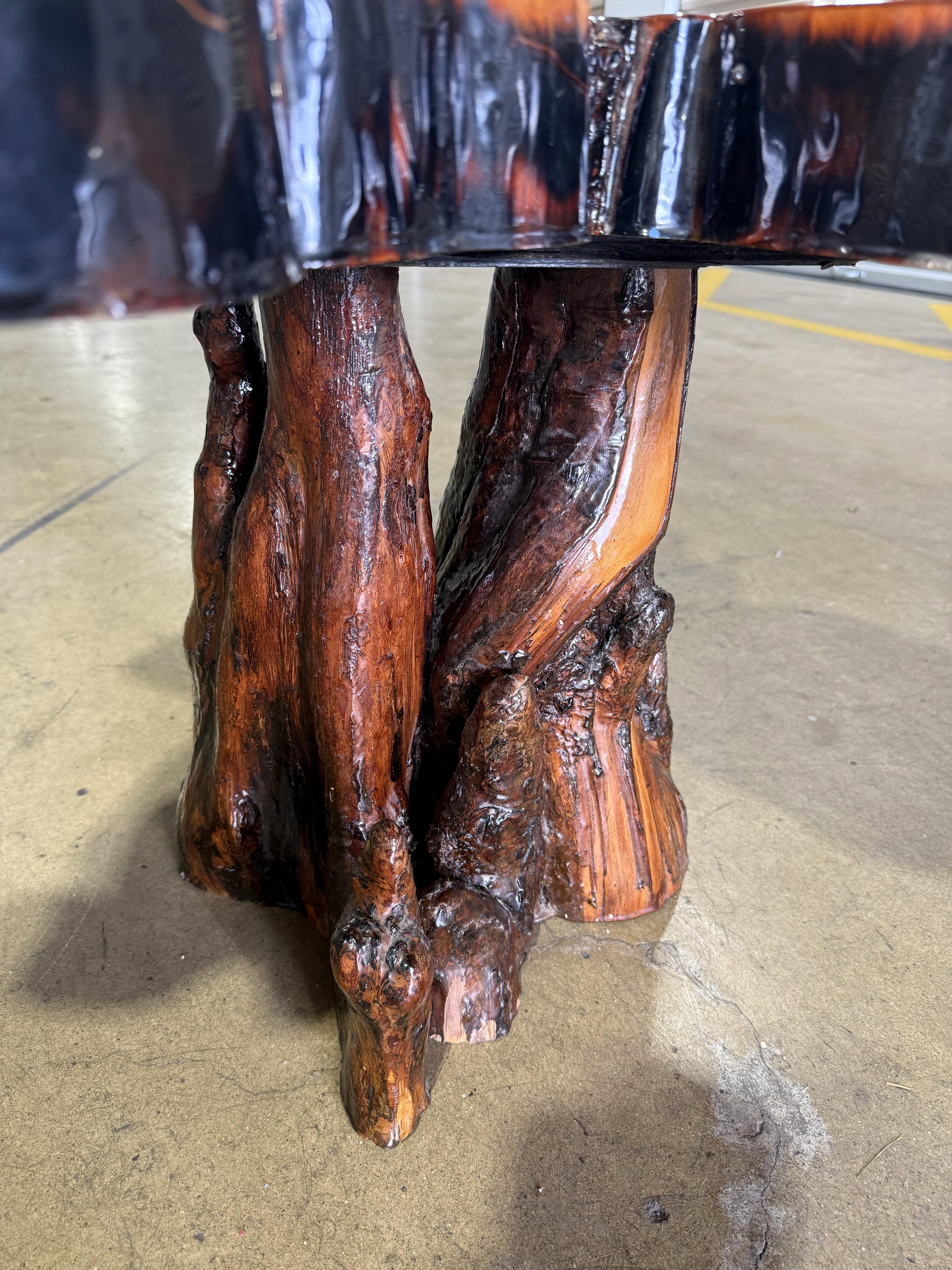 Vintage Live Edge Redwood Burl Coffee or End Table For Sale 1