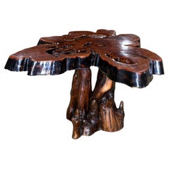 Vintage Live Edge Redwood Burl Coffee or End Table