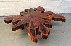 Vintage Live Edge Resin-Filled Cypress Coffee Table