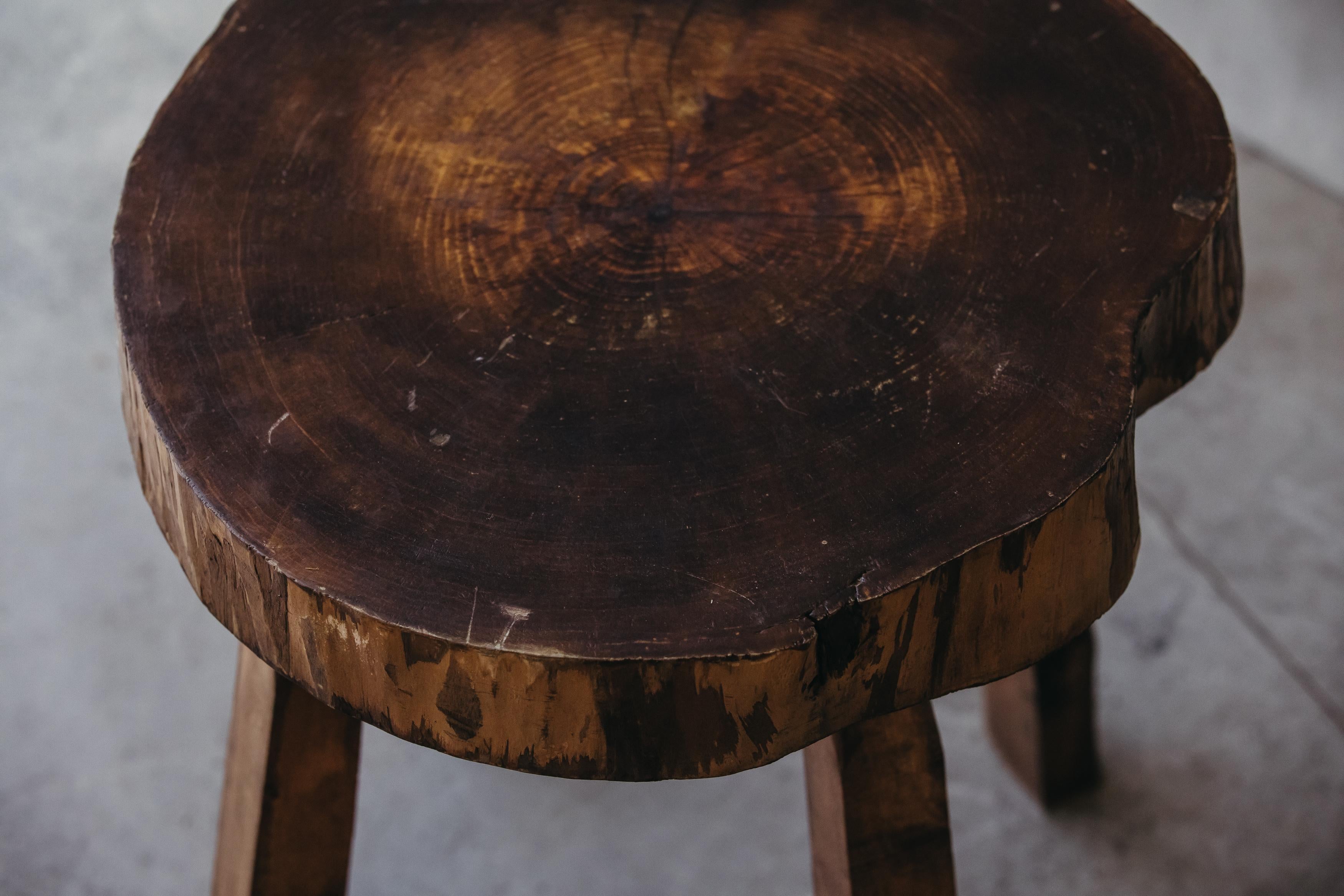 Pine Vintage Live Edge Side Table From France, Circa 1950