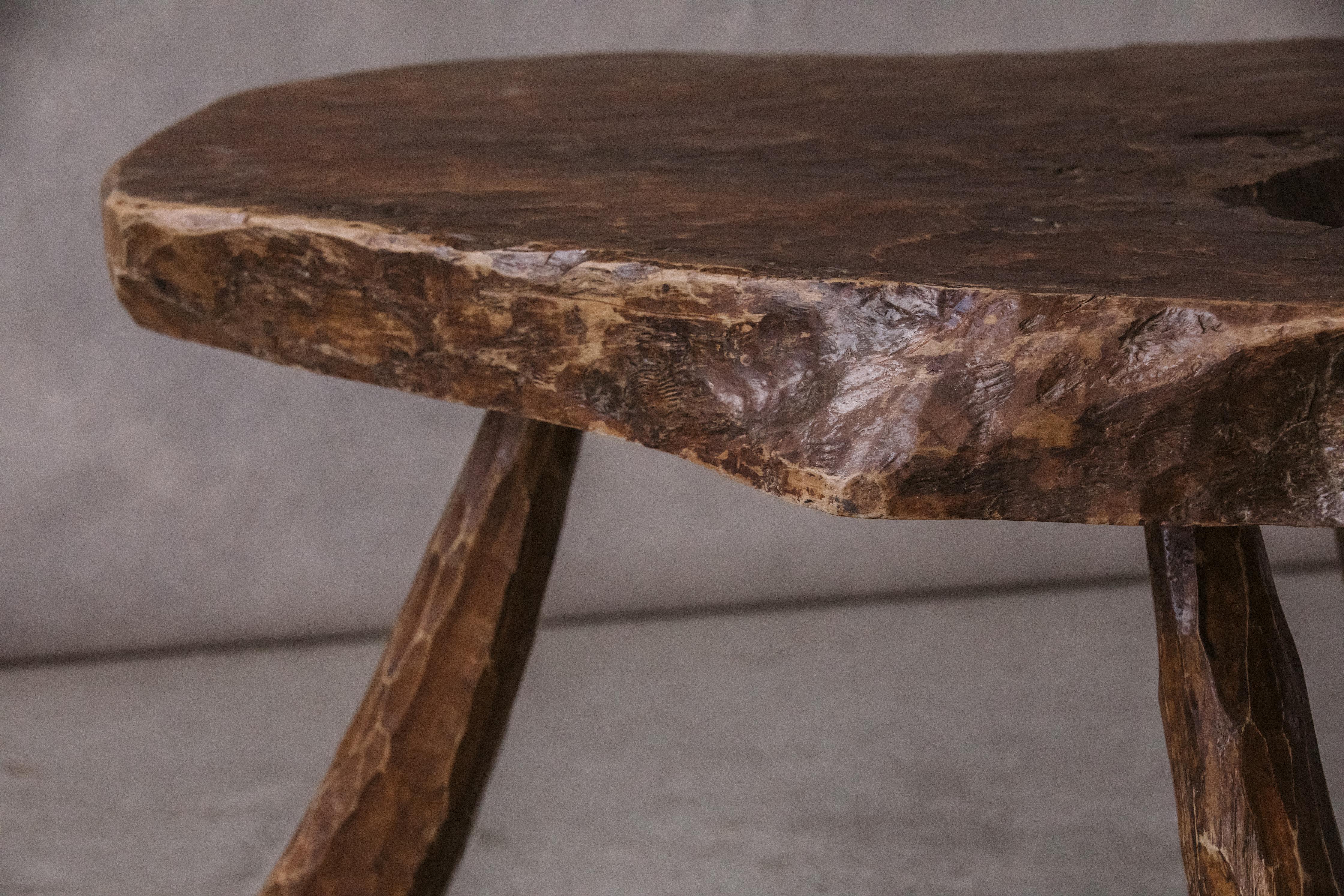 Pine Vintage Live Edge Side Table from France, circa 1960