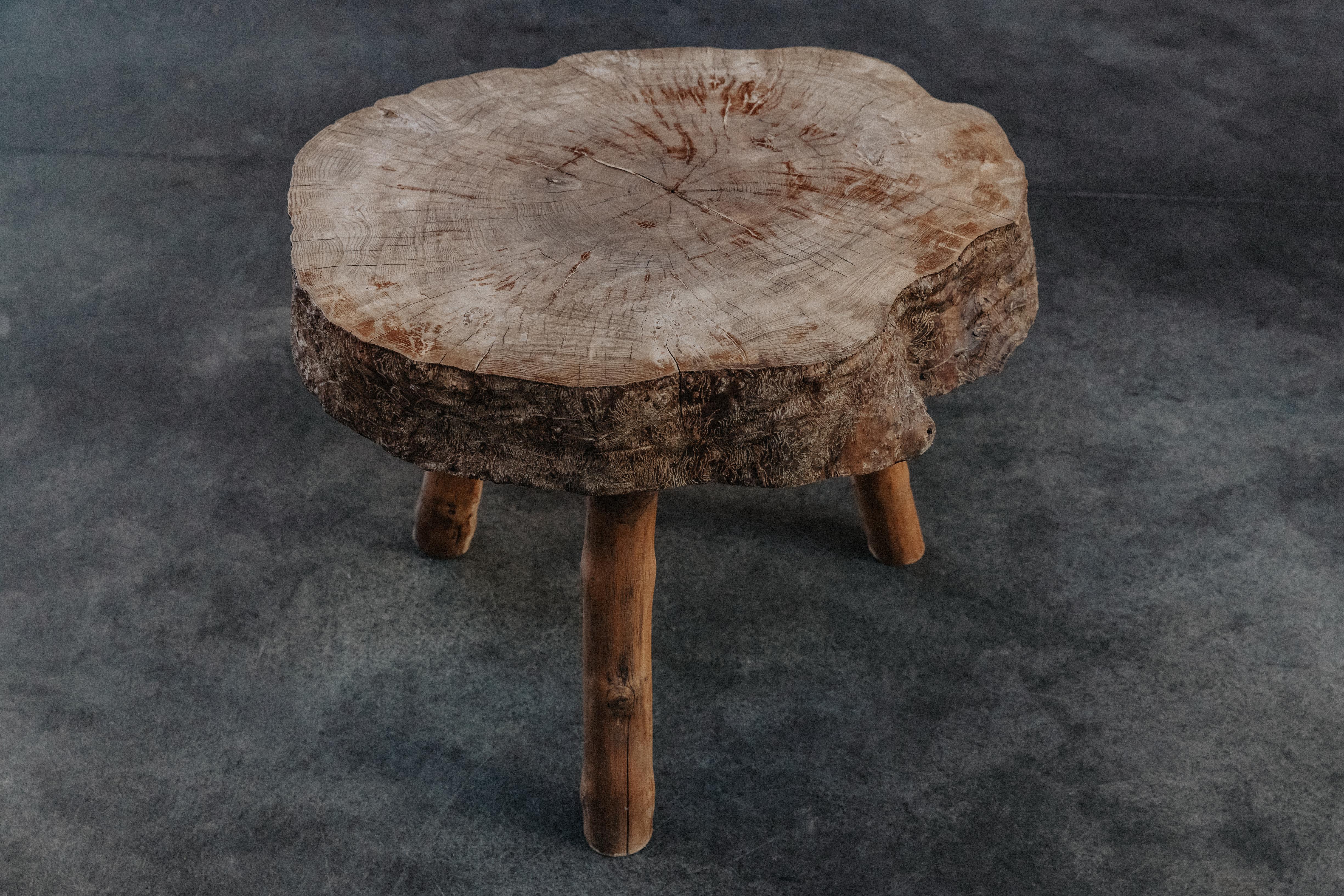 Late 20th Century Vintage Live Edge Side Table From France, Circa 1970