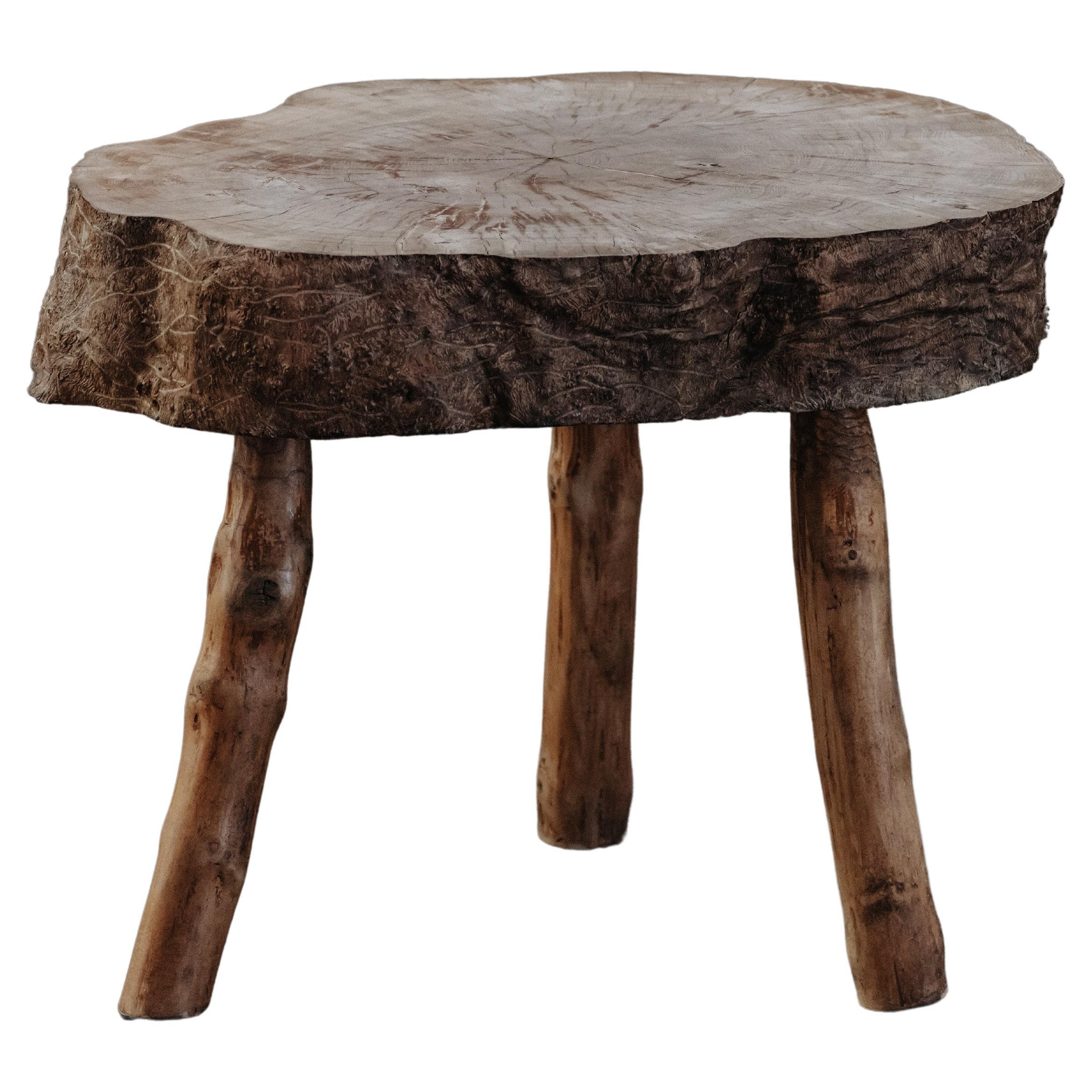 Vintage Live Edge Side Table From France, Circa 1970