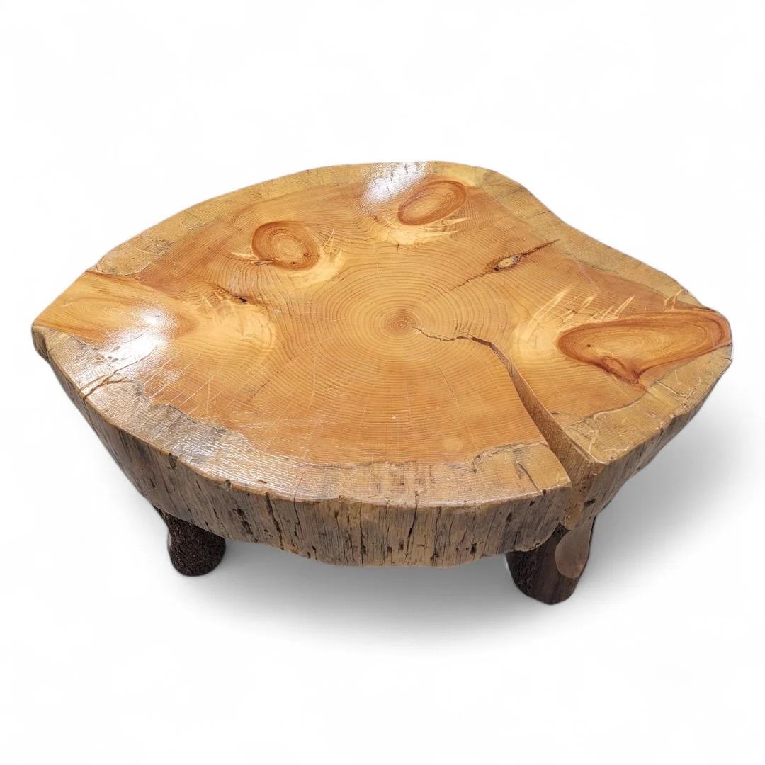 Inconnu Table d'appoint/café vintage en bois Live Edge en vente
