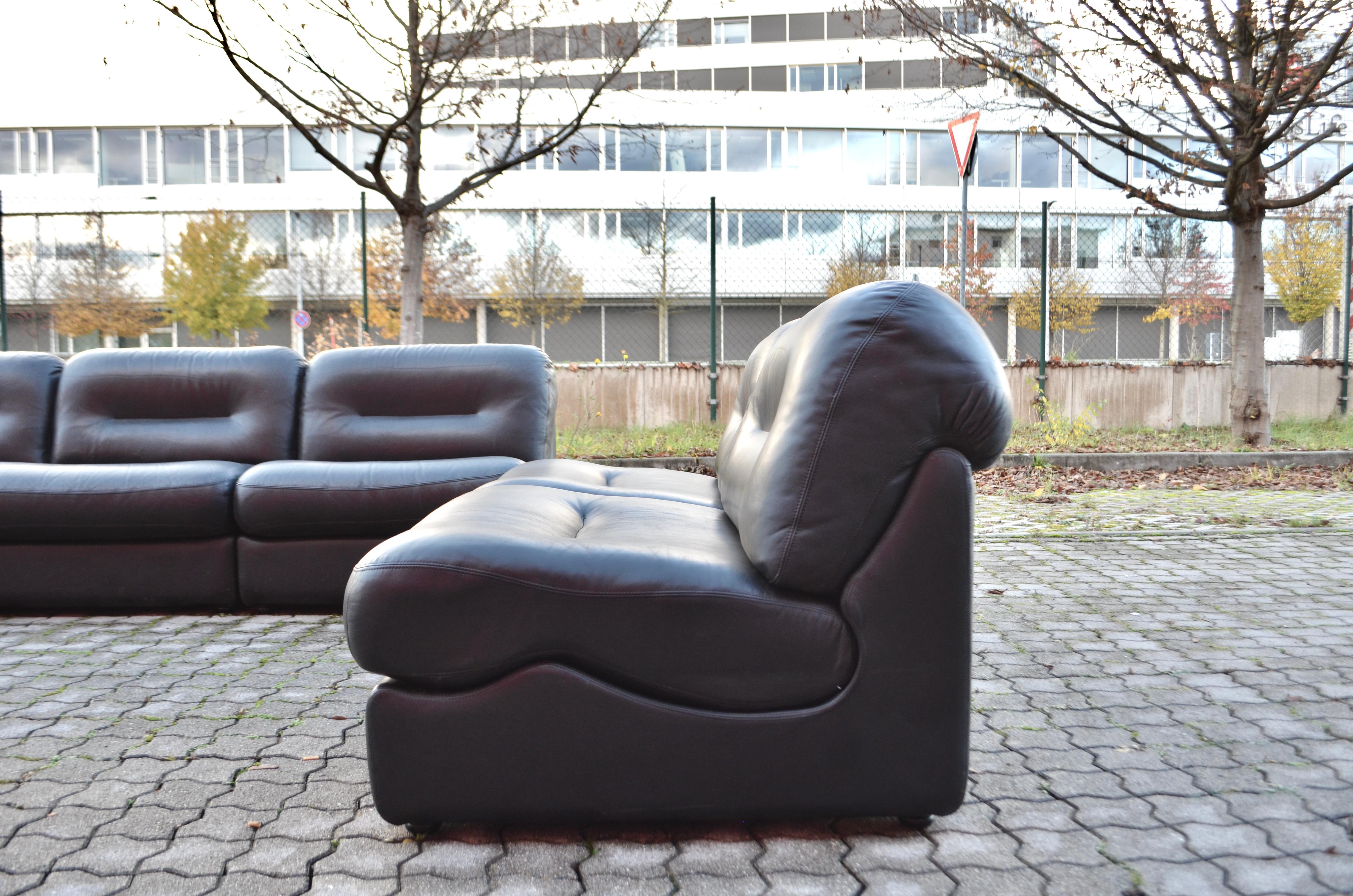  Modulares schwarzes Leder-Lounge-Sofa im Vintage-Stil für das Wohnzimmer, Deutschland, 1970 im Angebot 9