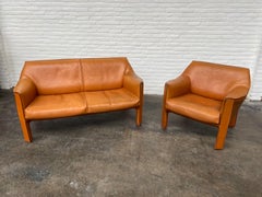 Vintage Livingroomset 415 Cab in Cognac Leather by Mario Bellini, Italy