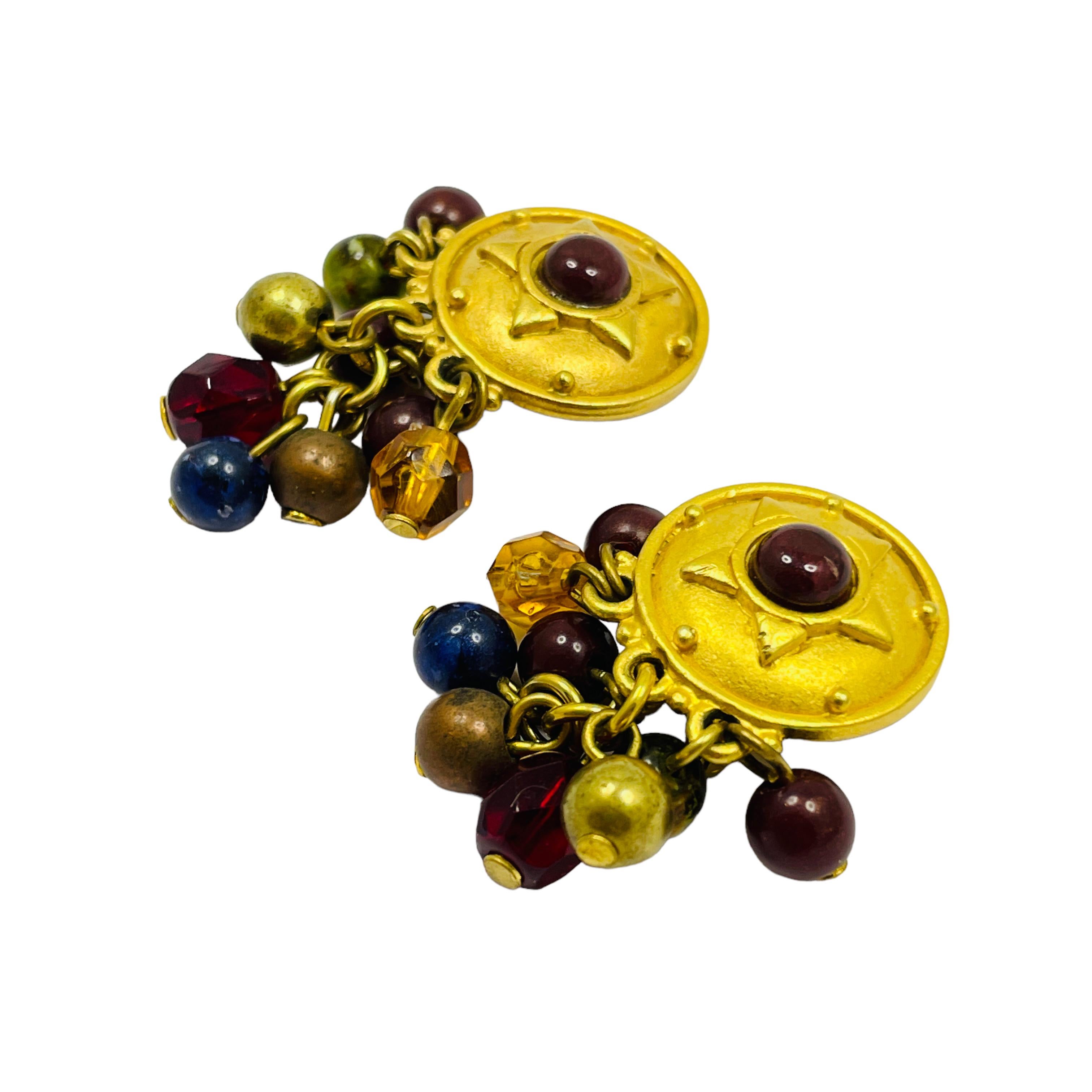 DETAILS

• signed LIZ CLAIBORNE

• gold tone with beads

• vintage designer pierced earrings

MEASUREMENTS

• 0.5