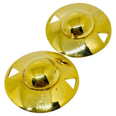 Vintage LIZ CLAIBORNE signiert Goldton Modernist Designer Clip auf Ohrringe