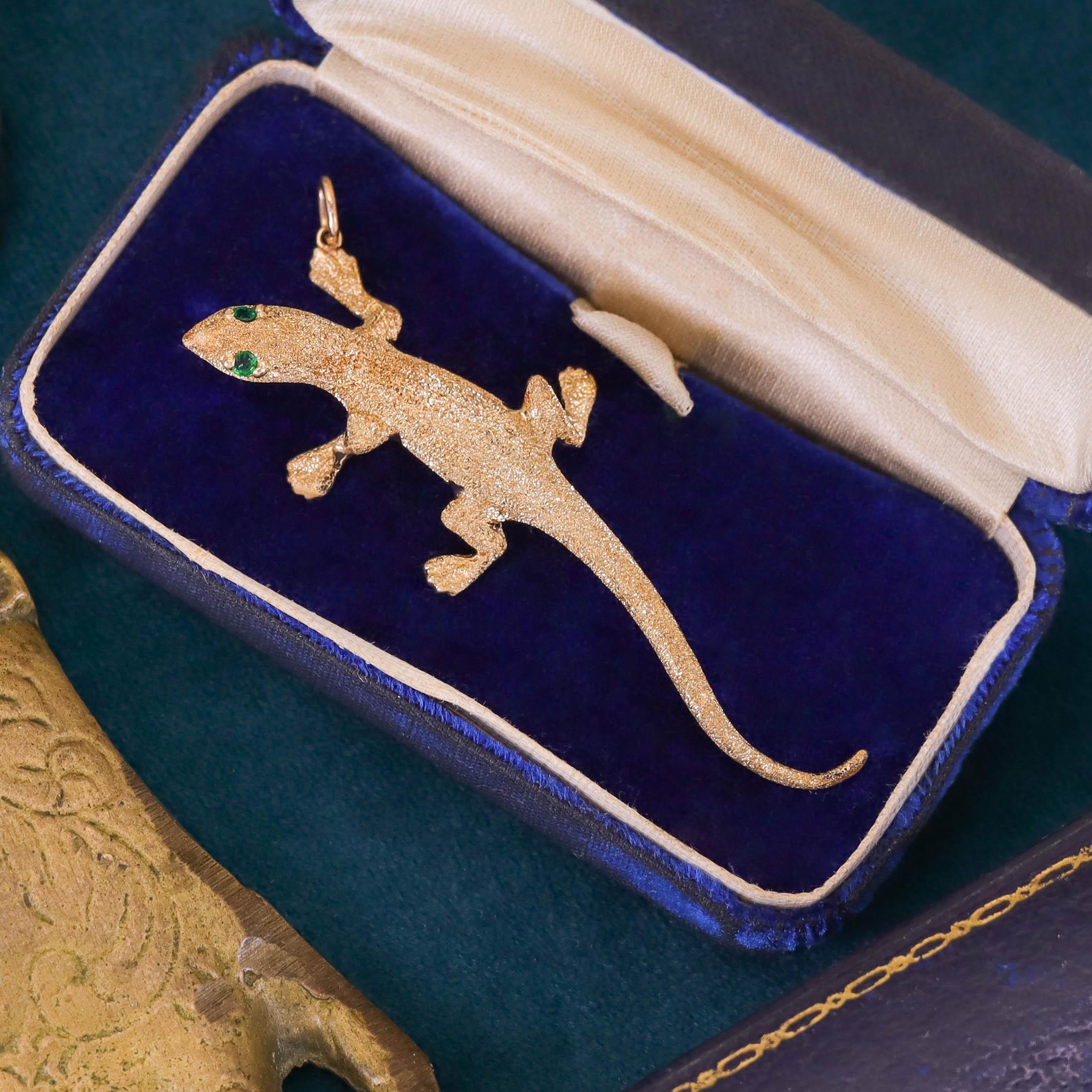 Colgante Lagarto Vintage de Oro de 14k en venta 3