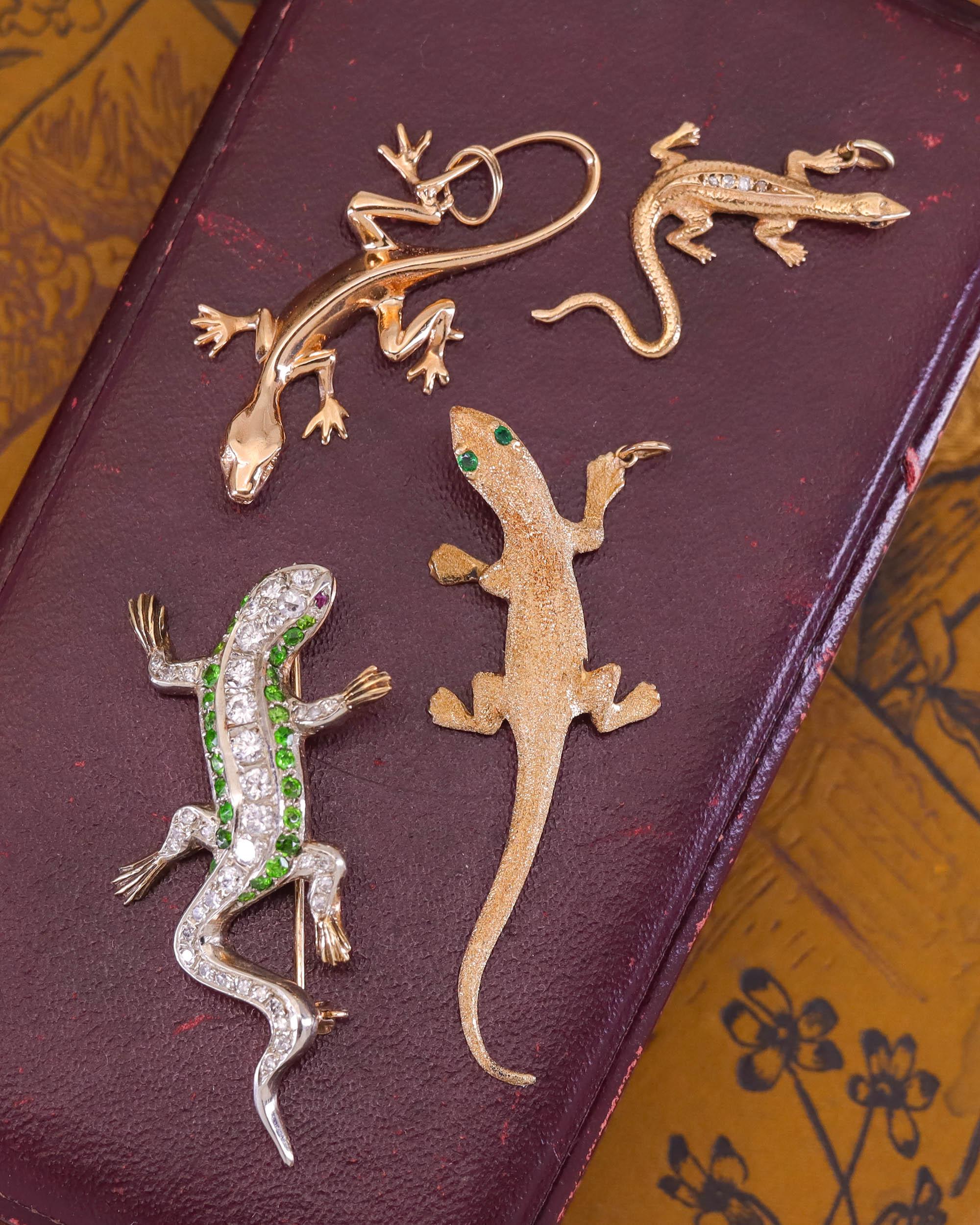 Vintage Eidechse Anhänger von 14k Gold im Angebot 4