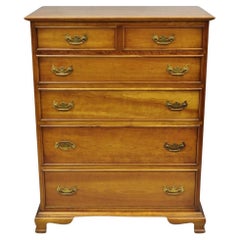 Vintage L&JG Stickley Cherry Wood Chippendale Style 6 Drawer Tall Chest Dresser