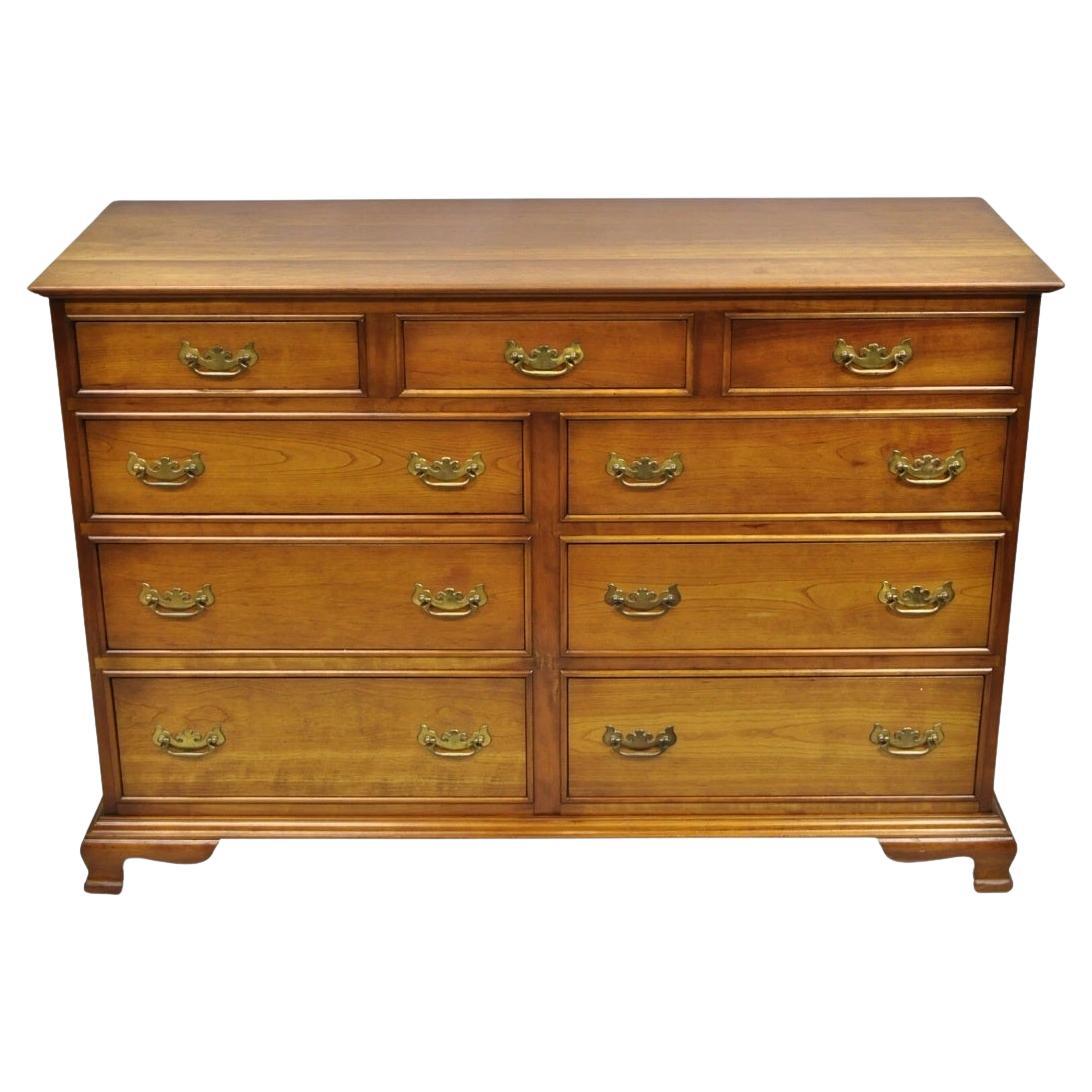 Vintage L&JG Stickley Cherry Wood Chippendale Style 9 Drawer Credenza Dresser
