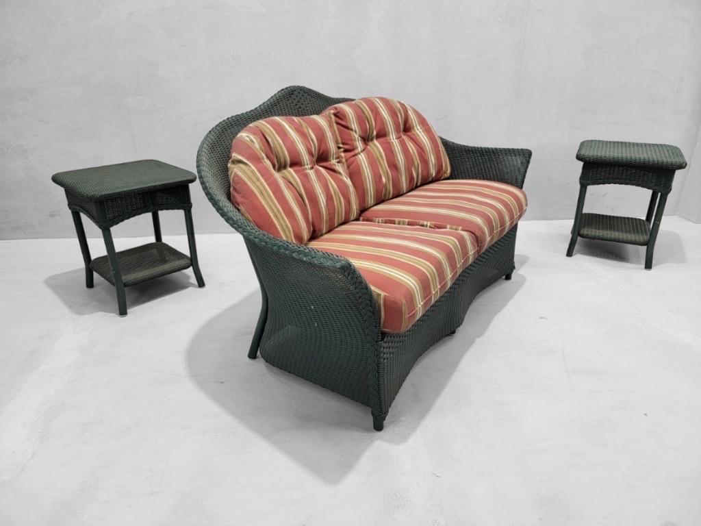 Upholstery Vintage Lloyd Flanders Woven Indoor/Outdoor All Season 5 Piece Patio Set For Sale