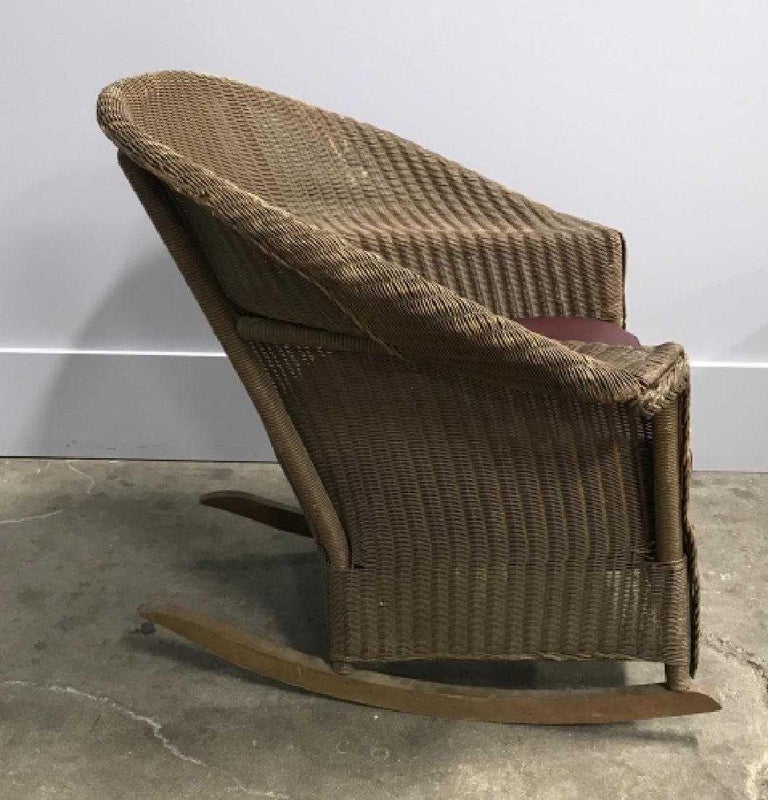 Vintage Lloyd Loom Style Brown Wicker Rocking Armchair with Cushion at  1stDibs | lloyd loom wicker chair, lloyd loom wicker vintage, lloyds loom  wicker furniture