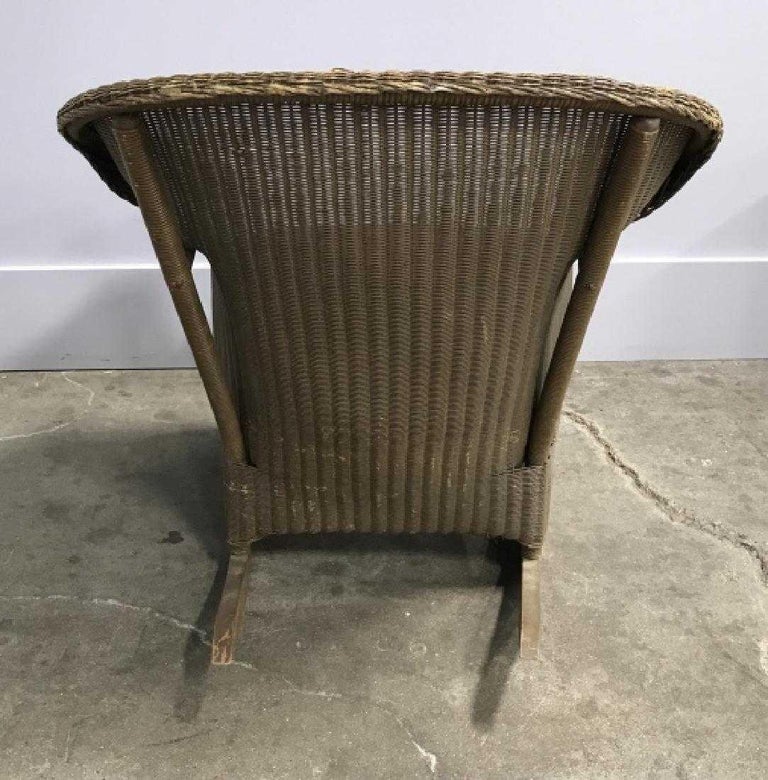 Vintage Lloyd Loom Style Brown Wicker Rocking Armchair with Cushion at