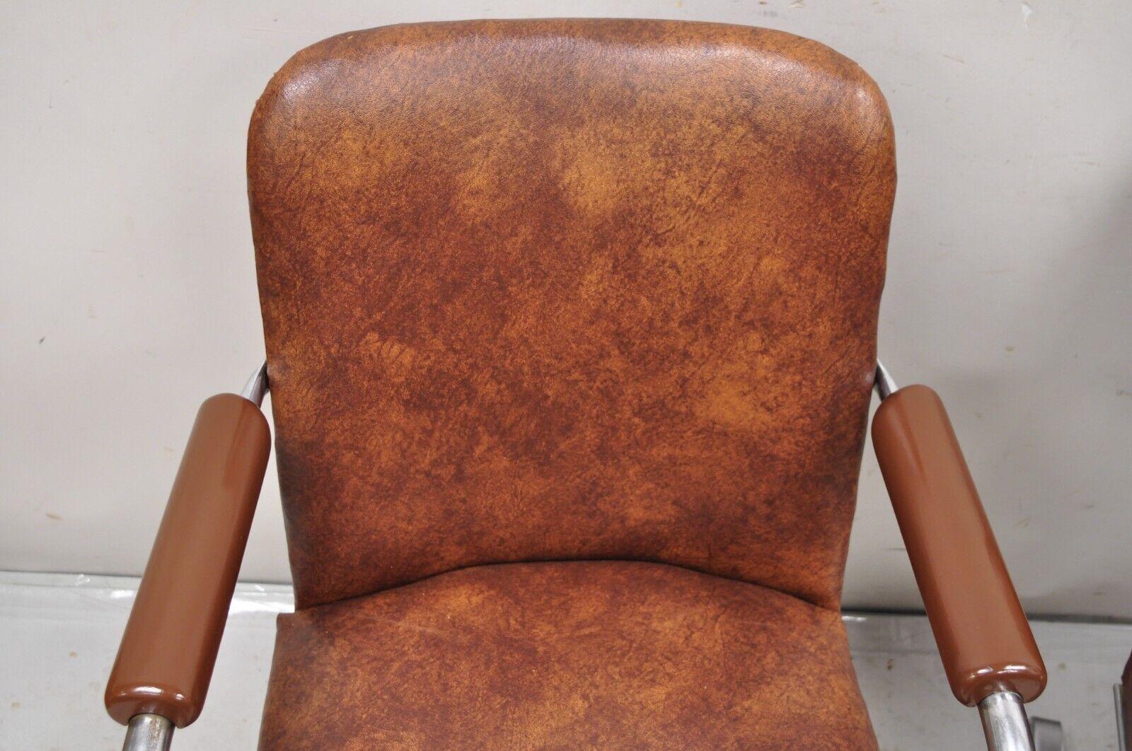 Vintage Lloyd Mfg Kem Weber Art Deco Steel Cantilever Lounge Chairs - a Pair For Sale 4