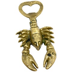 Vintage Lobster Bottle Opener Mid-Century Modern Metal Breweriana Barware