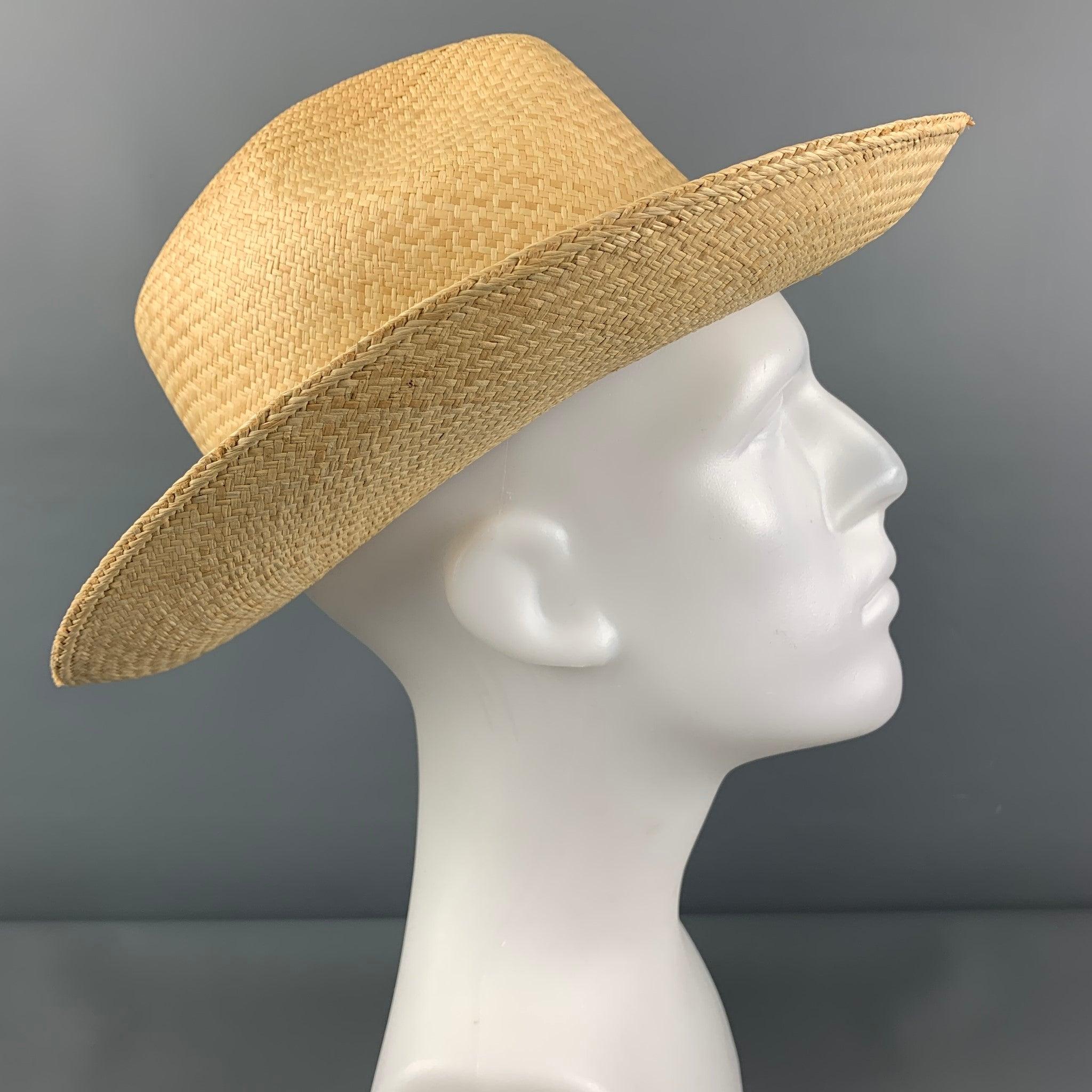 Vintage LOCK & CO HATTERS Size M Beige Straw Hats In Good Condition For Sale In San Francisco, CA