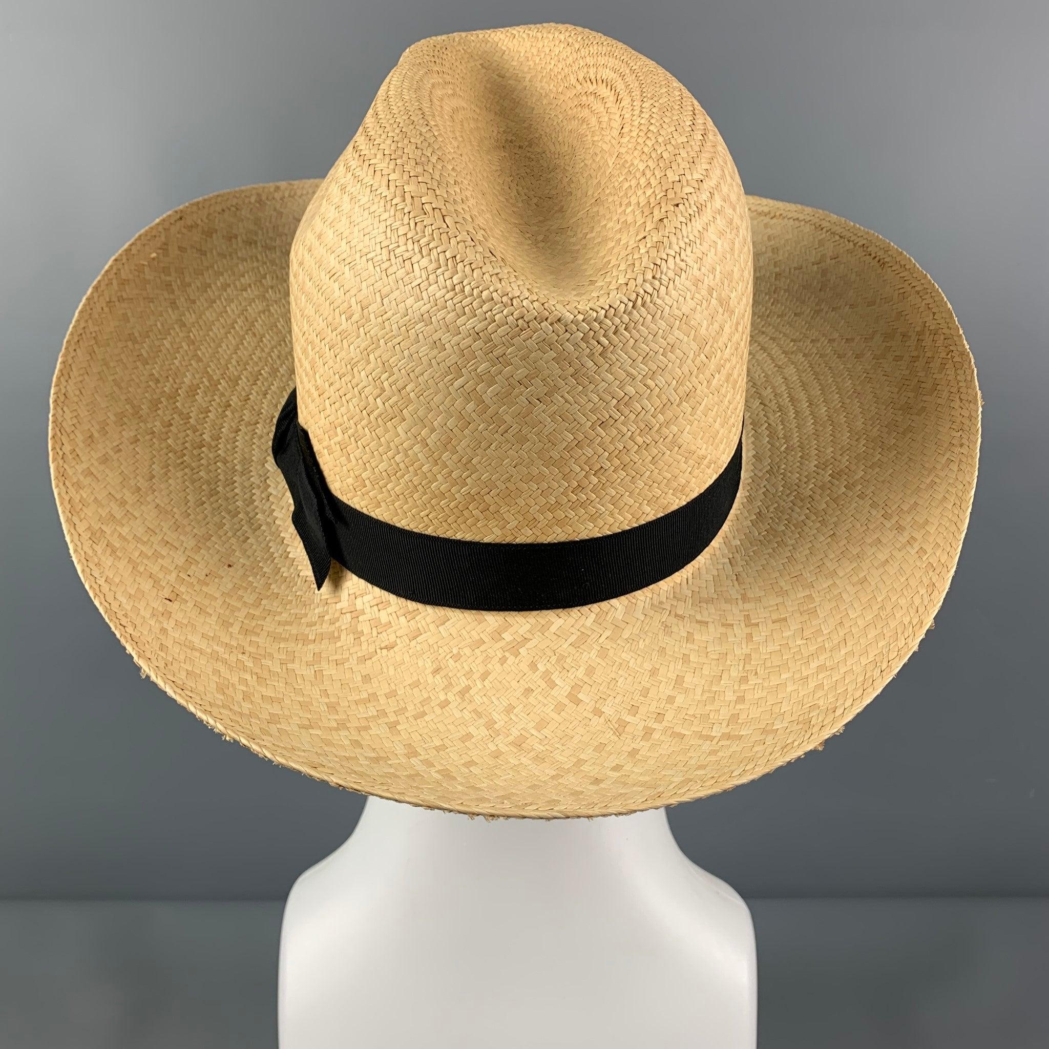 Men's Vintage LOCK & CO HATTERS Size M Beige Straw Hats For Sale