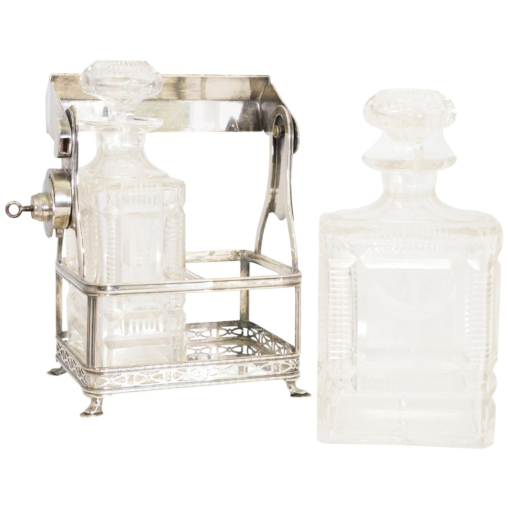 Carafes à liqueur de verrouillage vintage, vers 1900s