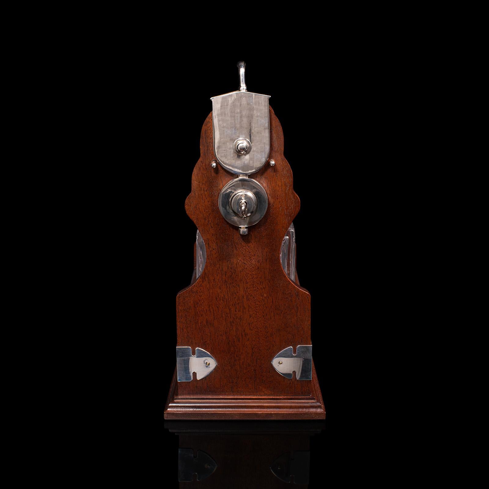 20ième siècle Vintage Locking Spirit Tantalus, English, Two Decanter Stand, Hallmarked Silver en vente