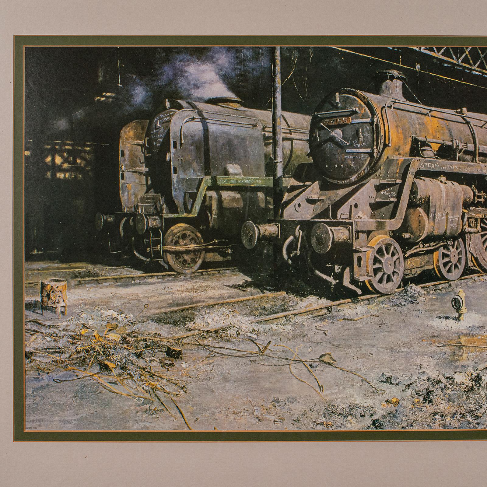 Britannico Stampa Locomotiva d'epoca, inglese, con cornice, Interesse per i treni a vapore, Railwayana, Arte in vendita