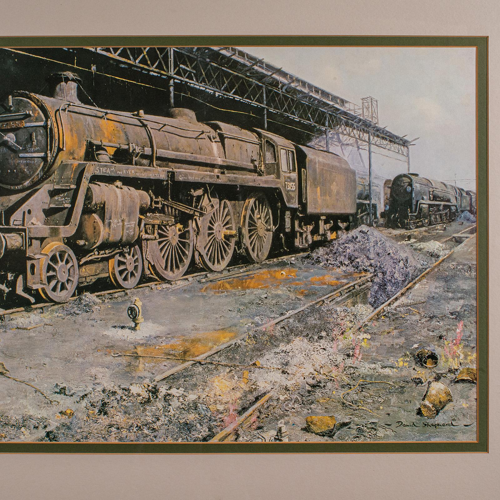 Stampa Locomotiva d'epoca, inglese, con cornice, Interesse per i treni a vapore, Railwayana, Arte In condizioni buone in vendita a Hele, Devon, GB