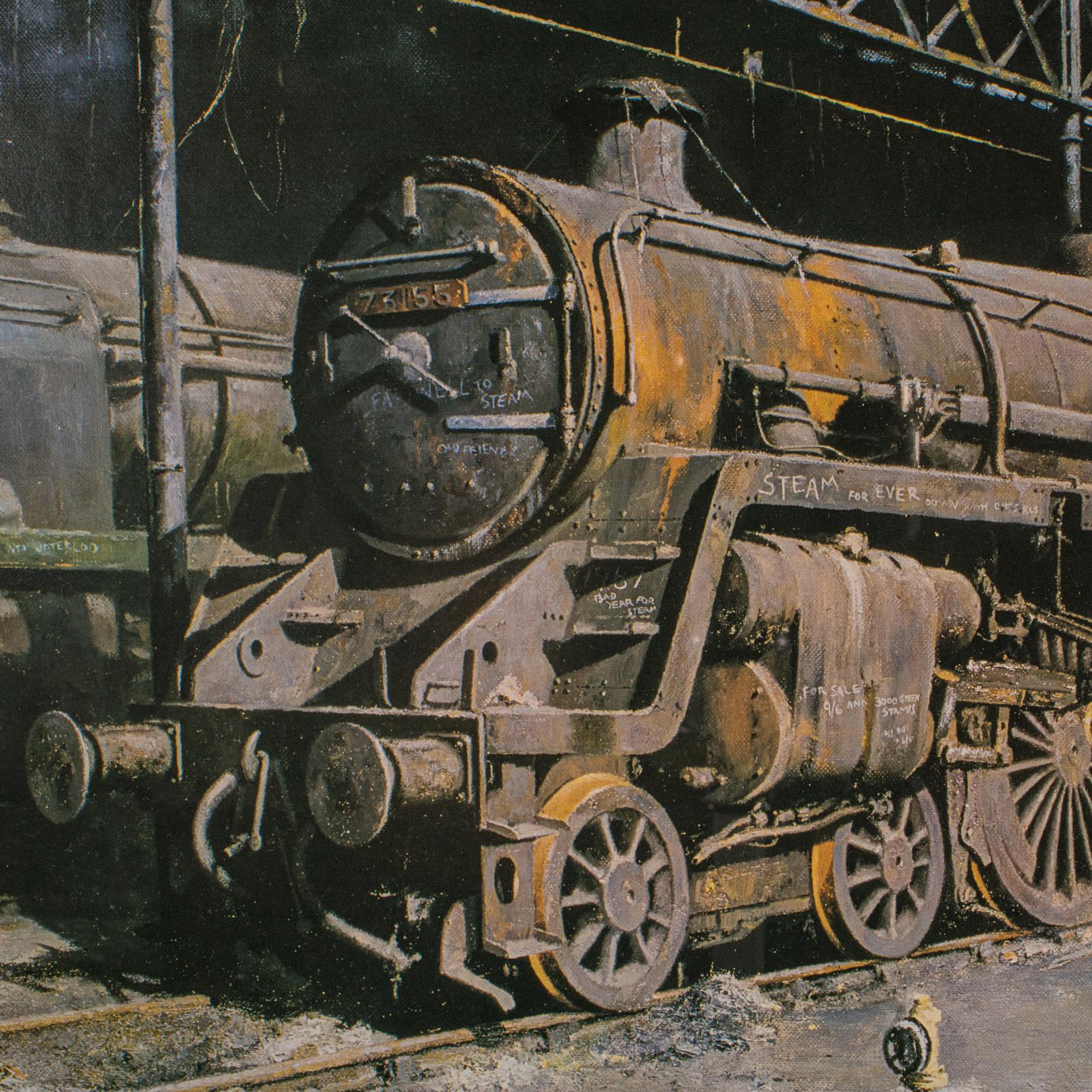 Carta Stampa Locomotiva d'epoca, inglese, con cornice, Interesse per i treni a vapore, Railwayana, Arte in vendita