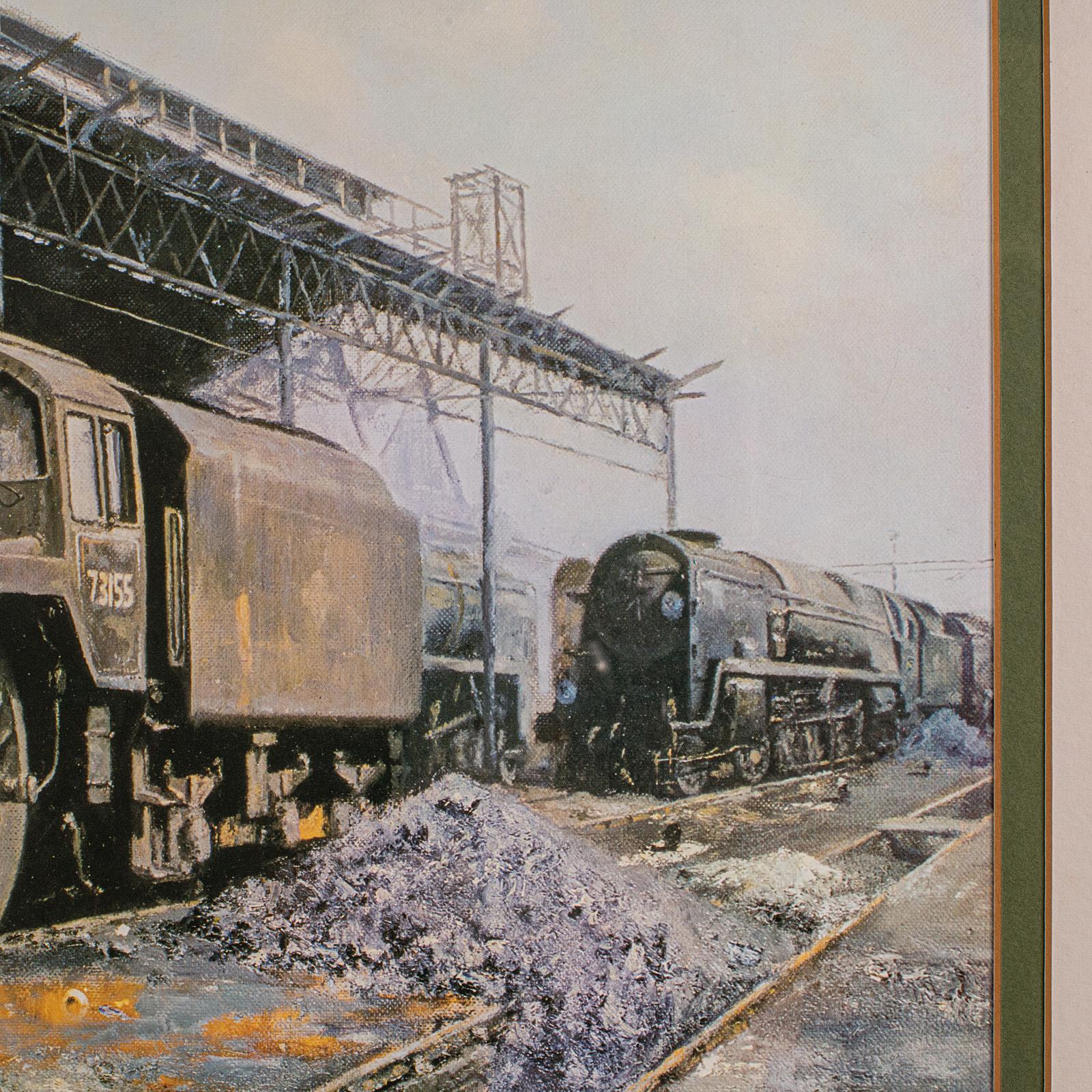 Stampa Locomotiva d'epoca, inglese, con cornice, Interesse per i treni a vapore, Railwayana, Arte in vendita 1