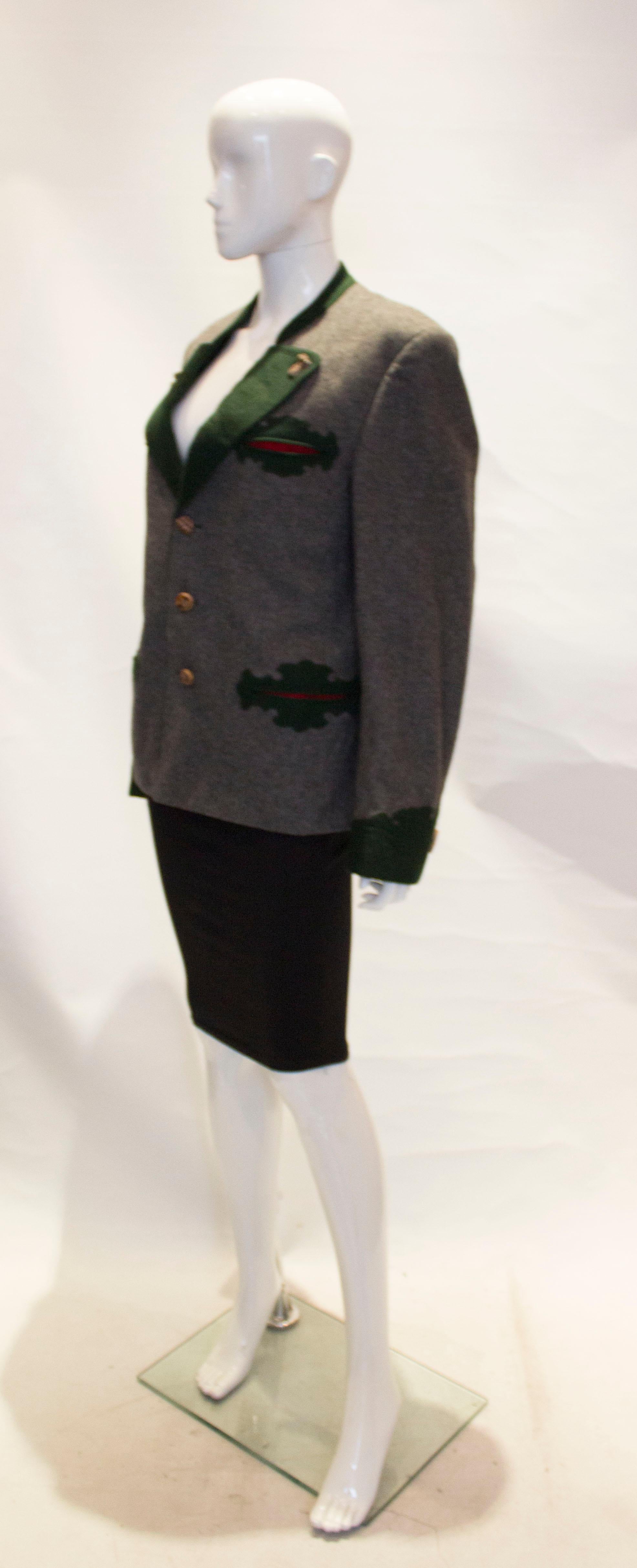 Loden-Jacke im Vintage-Stil  (Schwarz) im Angebot
