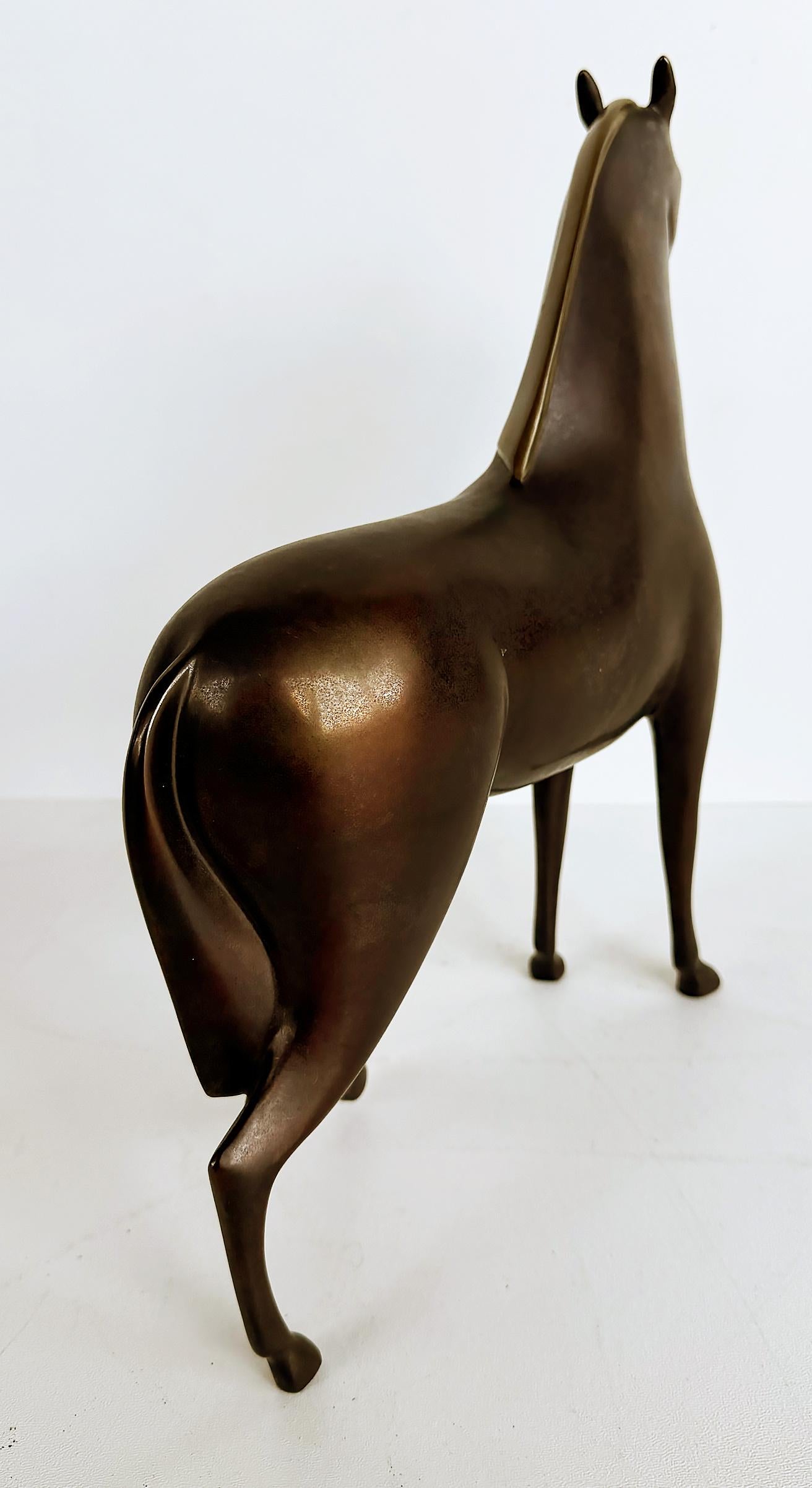 Mid-Century moderno Scultura di cavallo in bronzo Loet Vanderveen d'epoca, firmata 122/250 in vendita