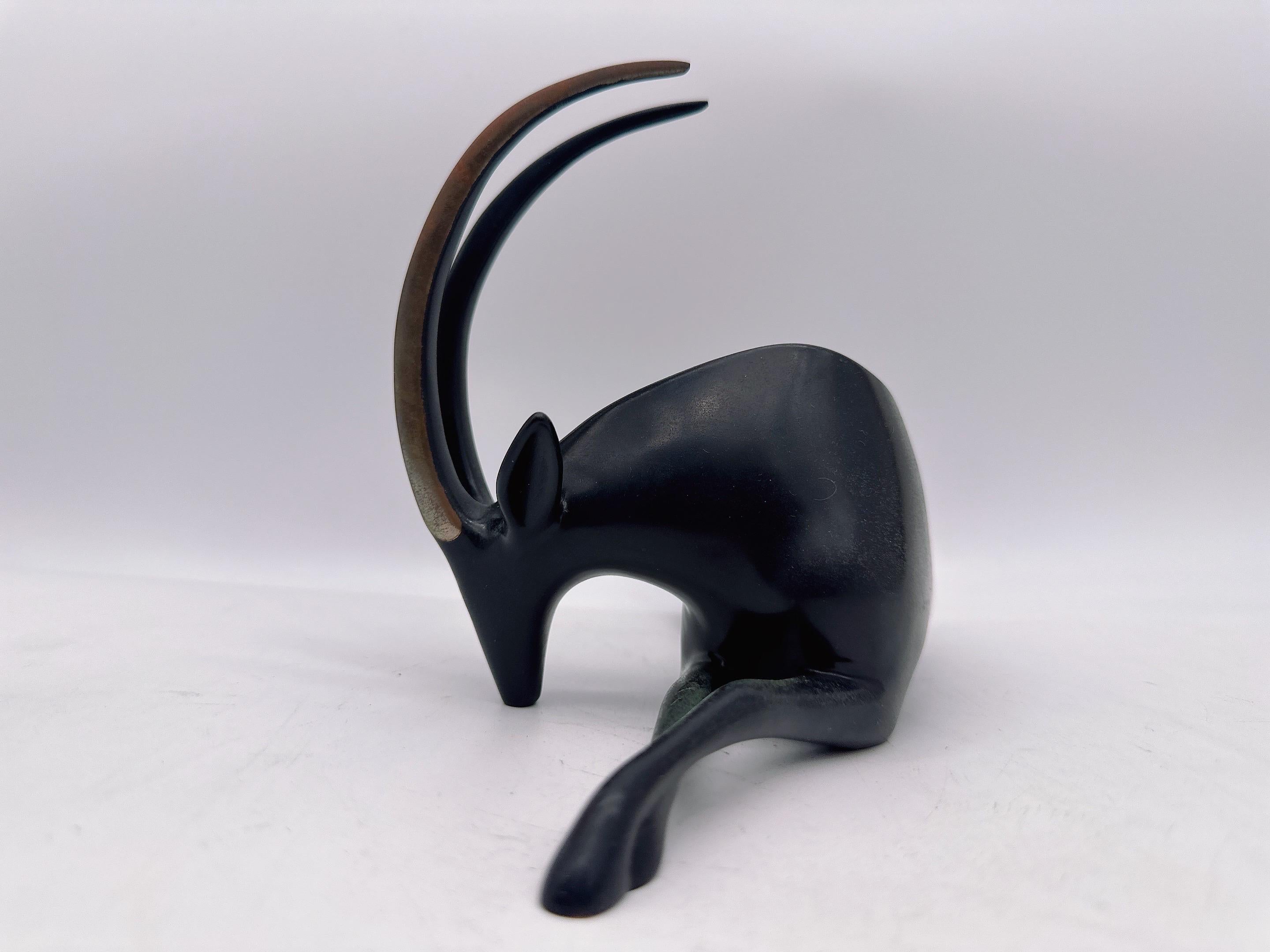 Signierte Antelope-Skulptur-Kunststatue aus Bronze von Loet Vanderveen, Vintage im Angebot 8