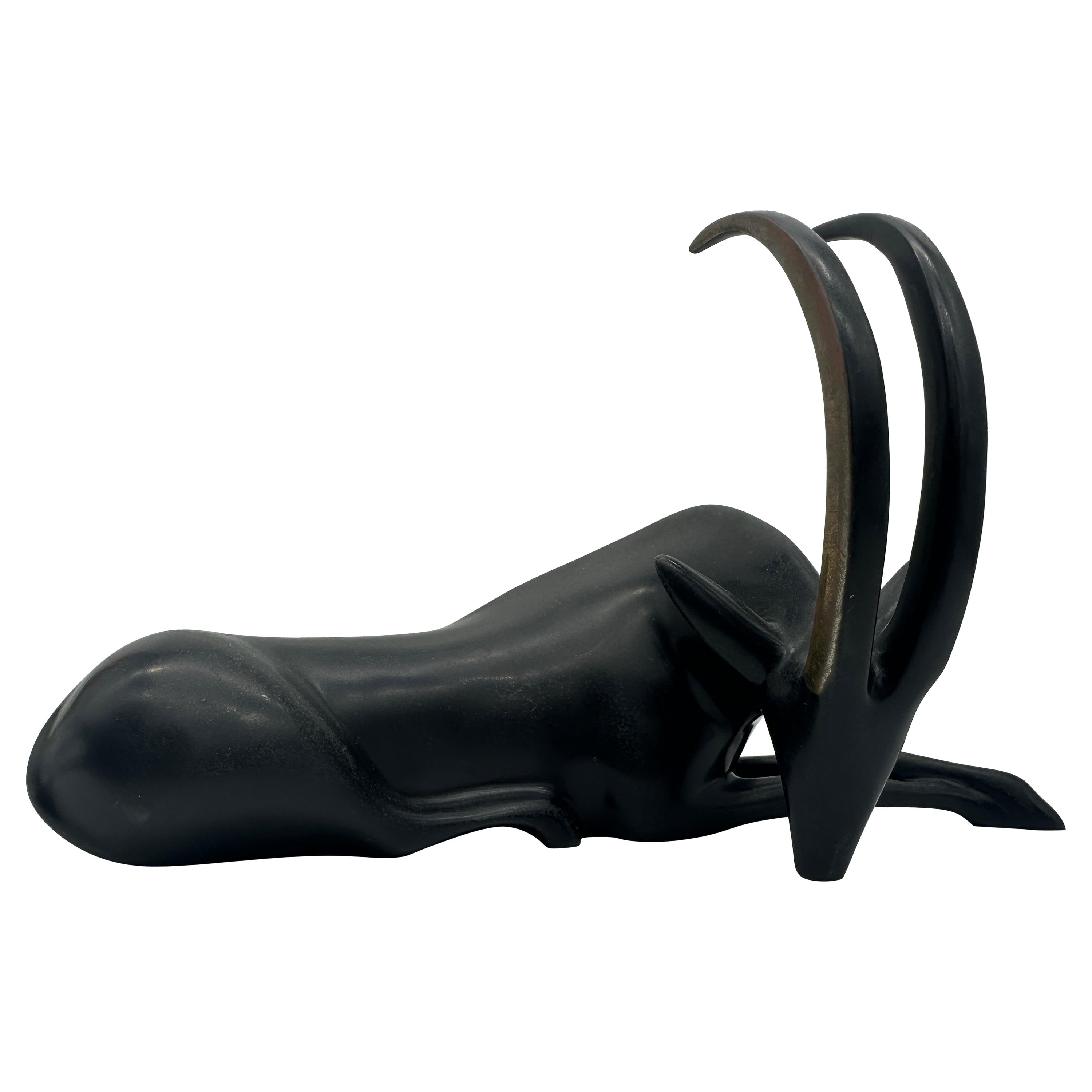 Vintage Loet Vanderveen Signed Bronze Antelope Sculpture Art Statue