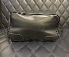 Vintage Loewe Anagram Debossed Black Leather Wristlet Zip Pouch