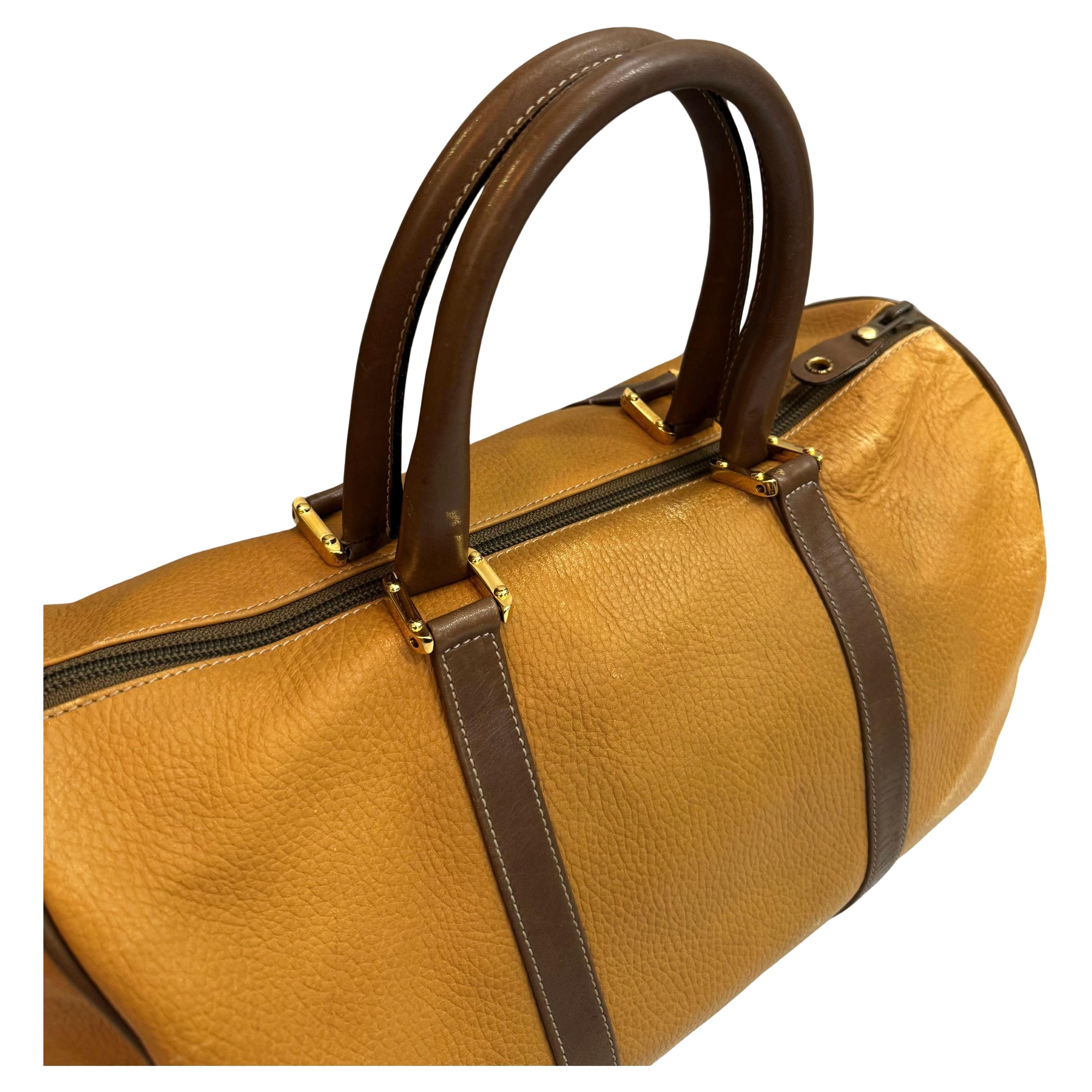 Vintage LOEWE Anagramm Leder Boston Tasche 35 Senf im Angebot 1