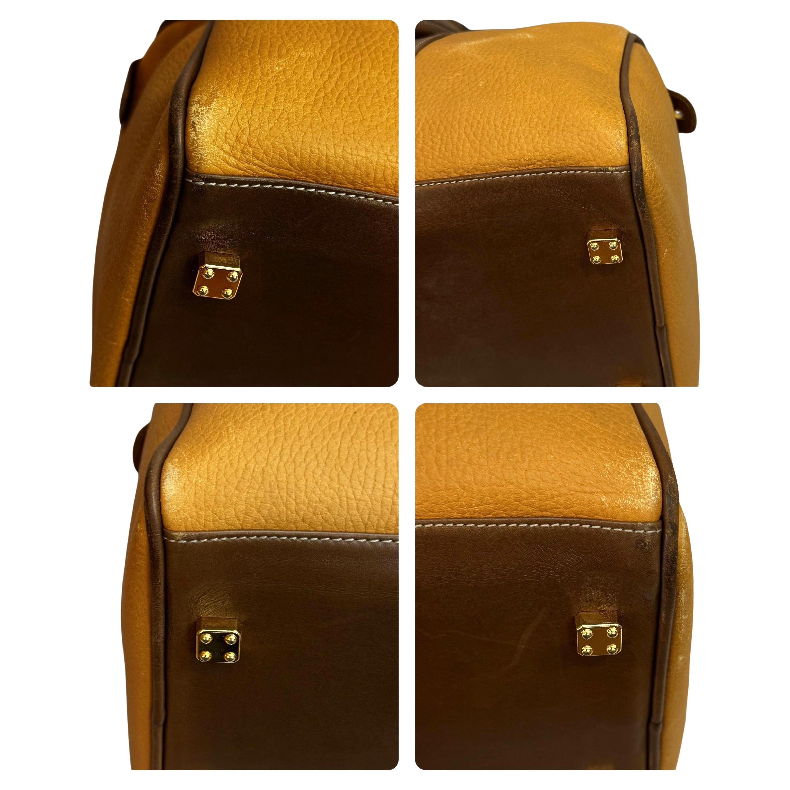 Vintage LOEWE Anagramm Leder Boston Tasche 35 Senf im Angebot 3