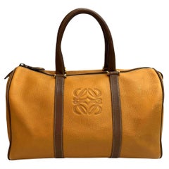 Vintage LOEWE Anagramm Leder Boston Tasche 35 Senf
