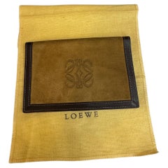 Vintage LOEWE Anagram Suede Passport Holder Brown