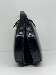 Vintage Loewe Black Smooth Leather Anagram Embossed Round Top Handle Bag