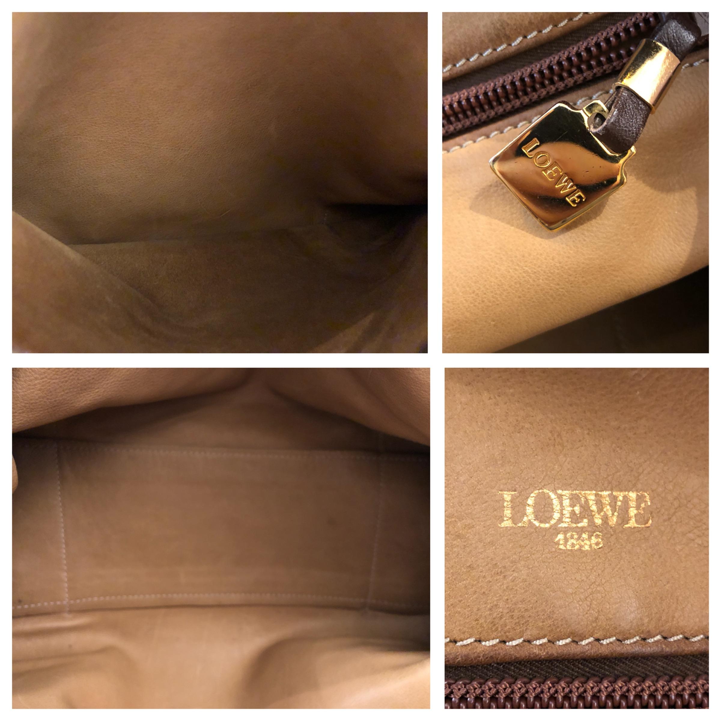 Women's or Men's Vintage LOEWE Calfskin Suede Amazona 32 Boston Bag with LOEWE Suede Pouch Brown