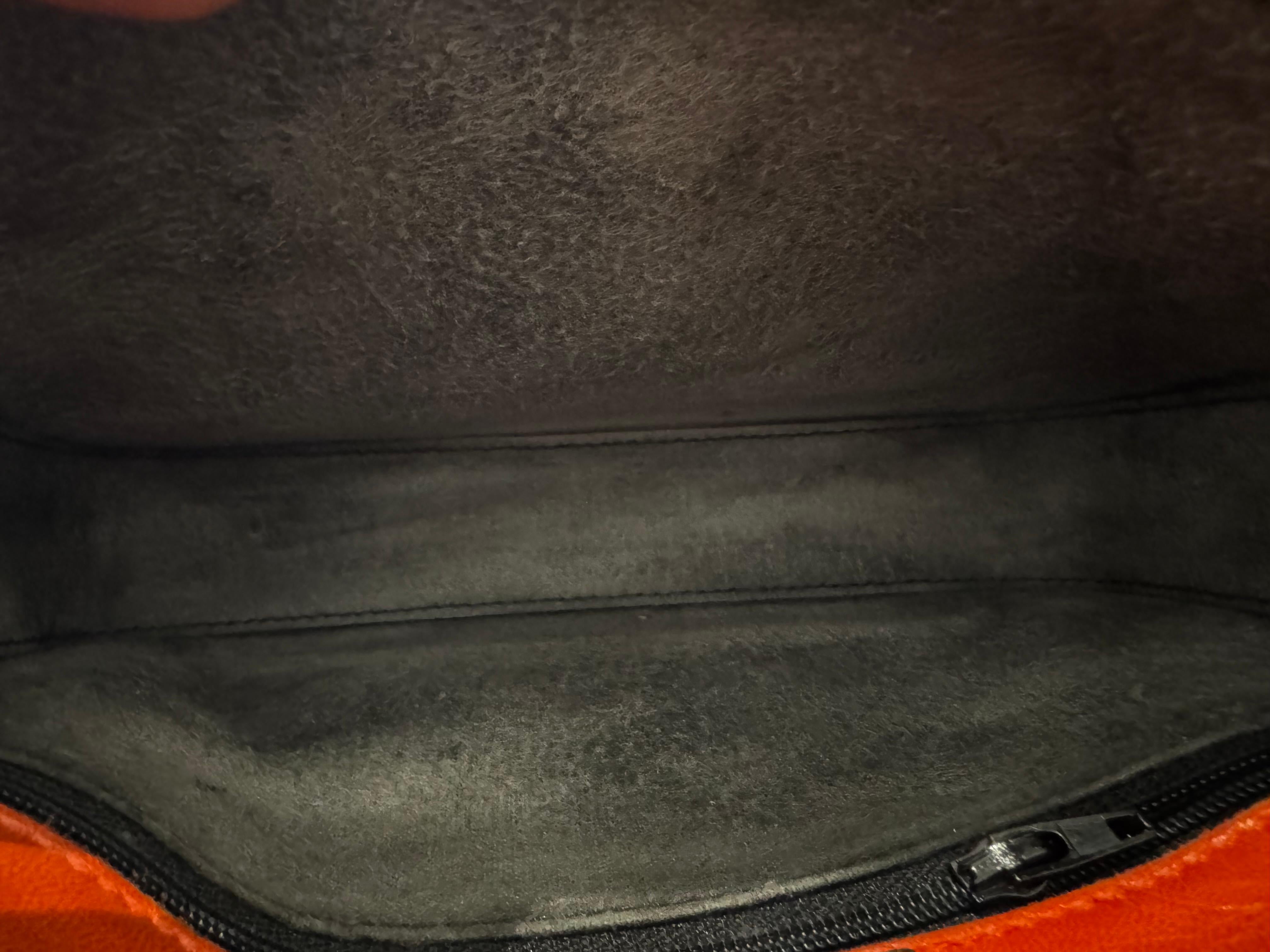 Vintage LOEWE Calfskin Leather Anagram Box Crossbody Bag Orange 5