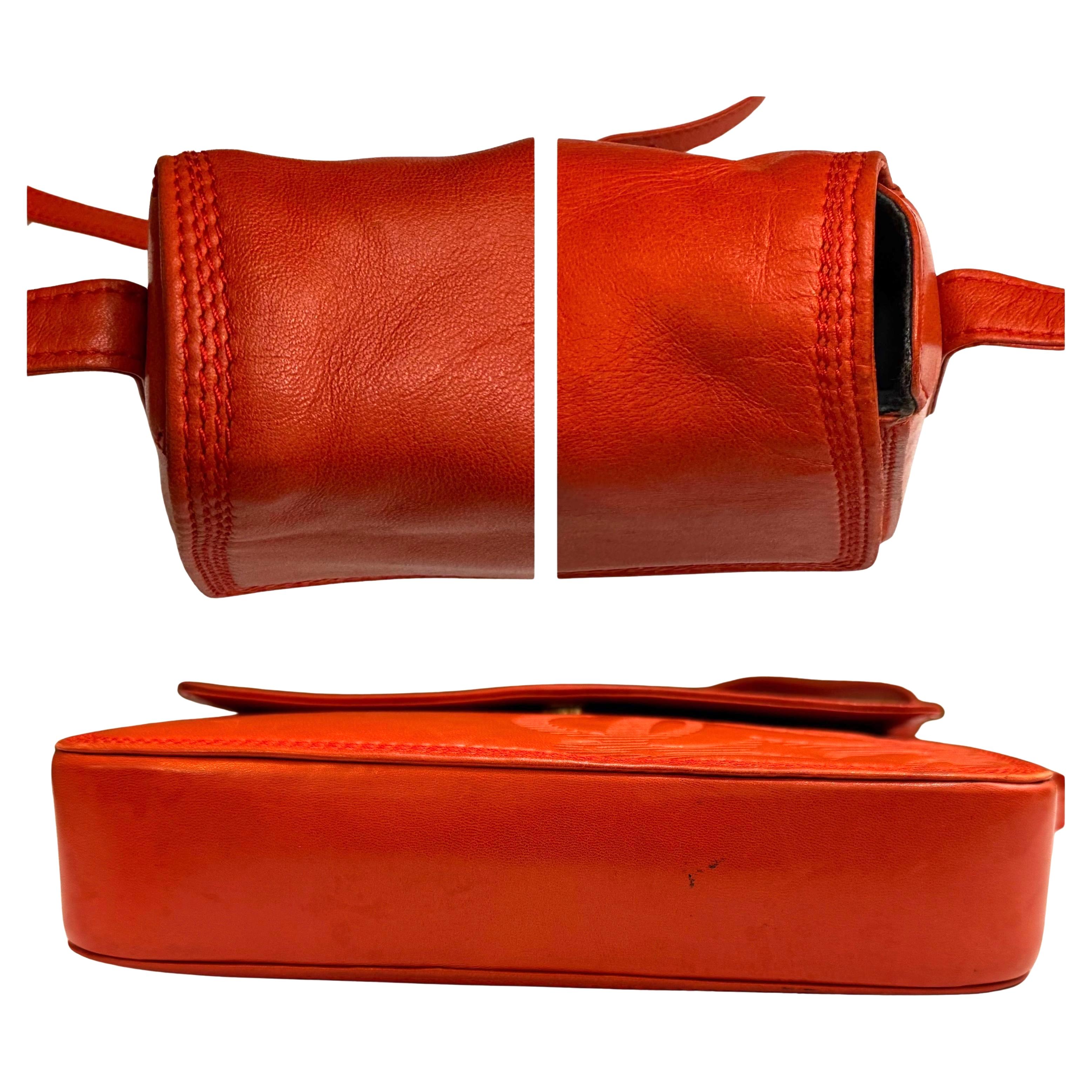 Women's or Men's Vintage LOEWE Calfskin Leather Anagram Box Crossbody Bag Orange