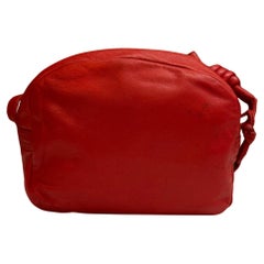Vintage LOEWE Calfskin Leather Anagram Soft-sided Crossbody Bag Red