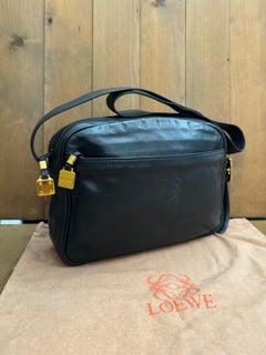 Vintage LOEWE Calfskin Leather Anagram Camera Bag Black Unisex Mens